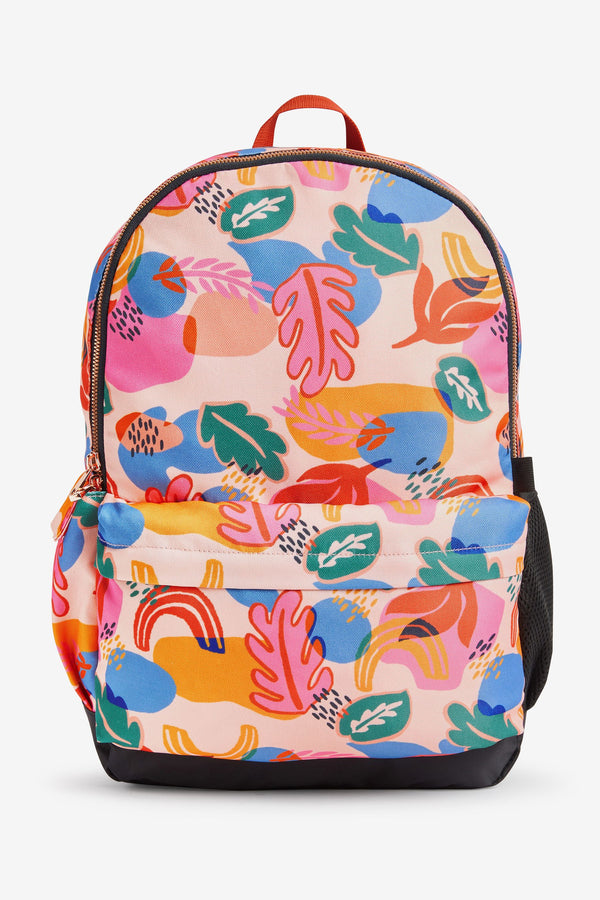 Cream/Red Leaf Print Rucksack