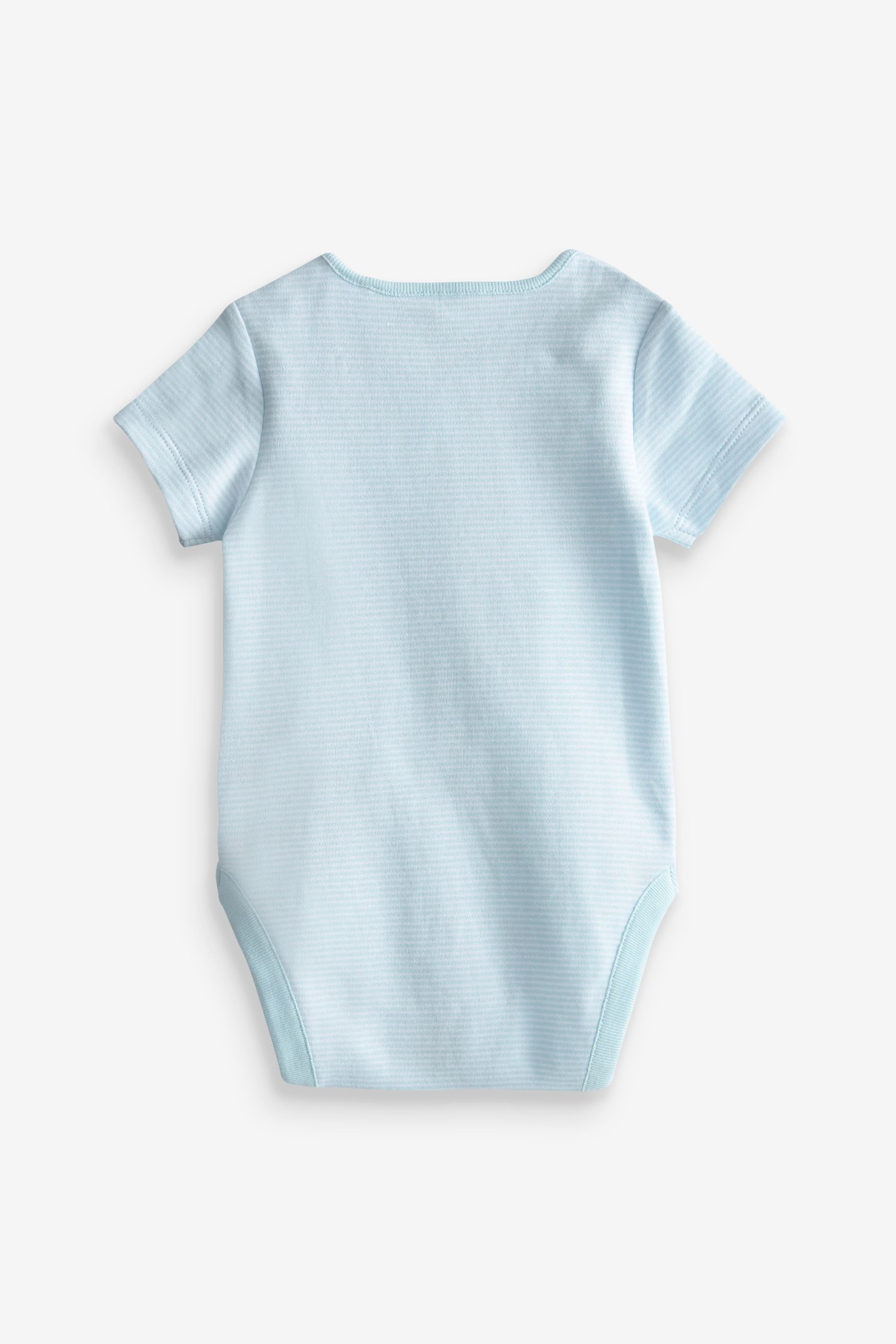 Blue/White Elephant Short Sleeve Baby Bodysuits