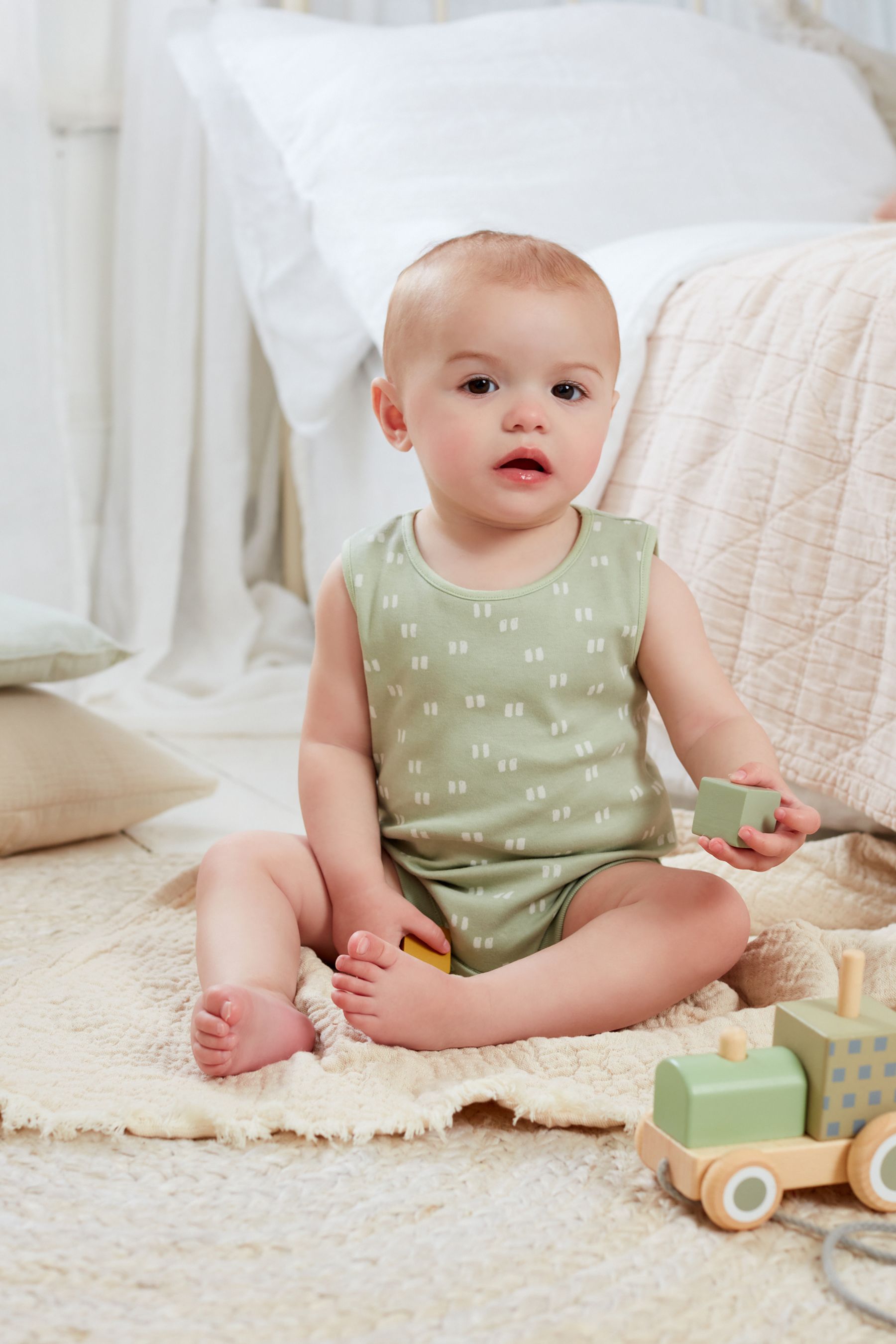 Ochre Yellow/Rust Red 5 Pack Baby Vest Bodysuits