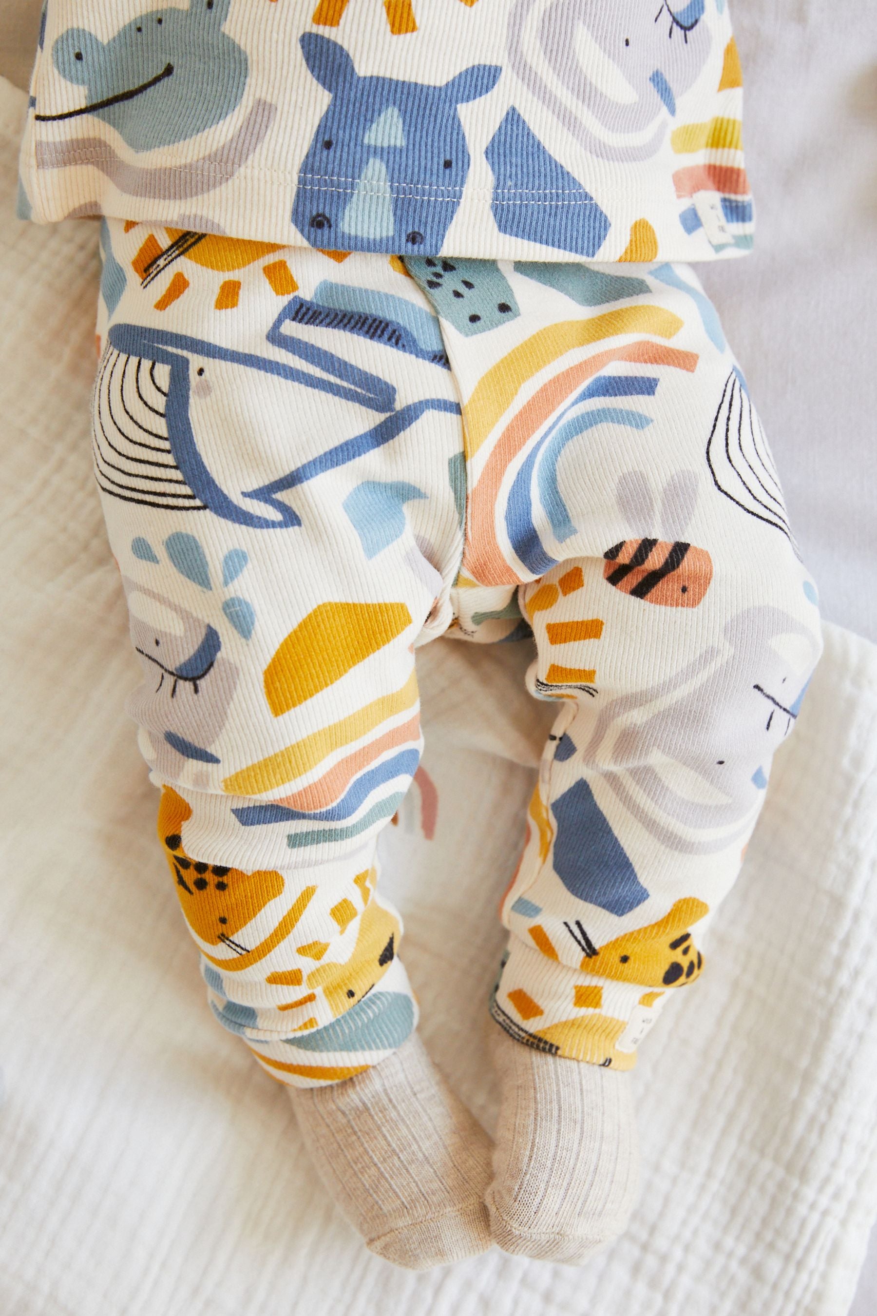 Orange and Yellow Animal 3 Pack Baby Leggings