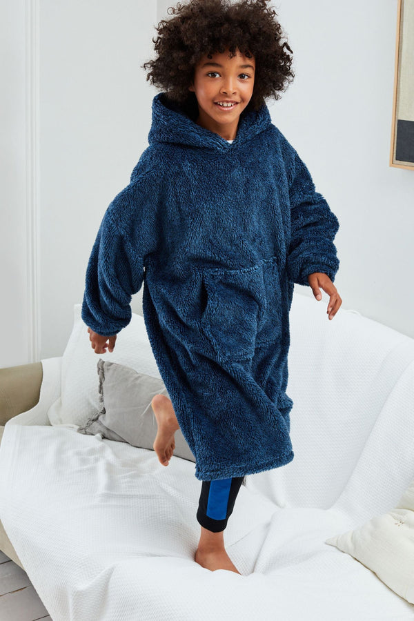 Navy Soft Touch Fleece Hooded Blanket (3-16yrs)