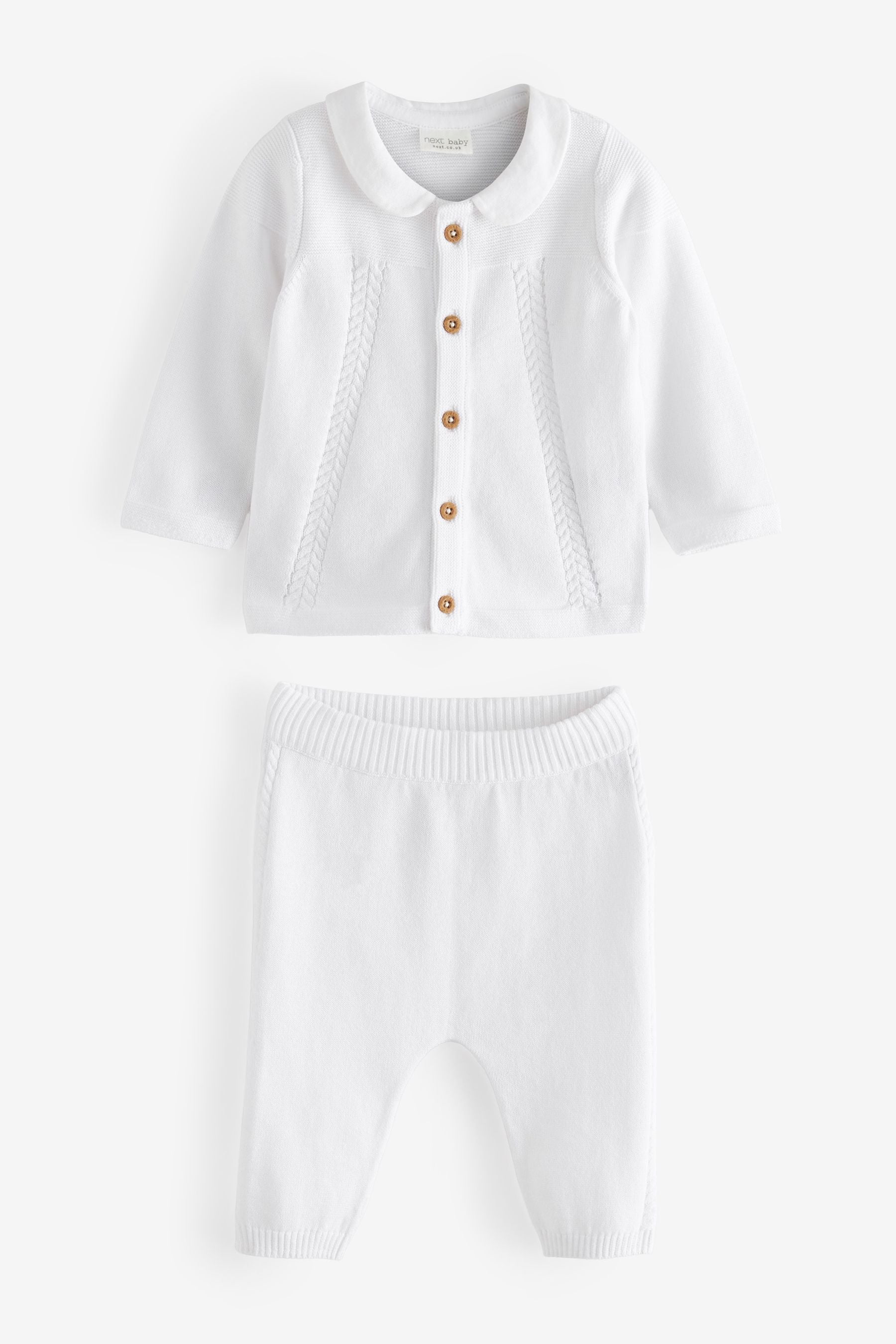 White Knit Baby Set With Collar (0mths-2yrs)