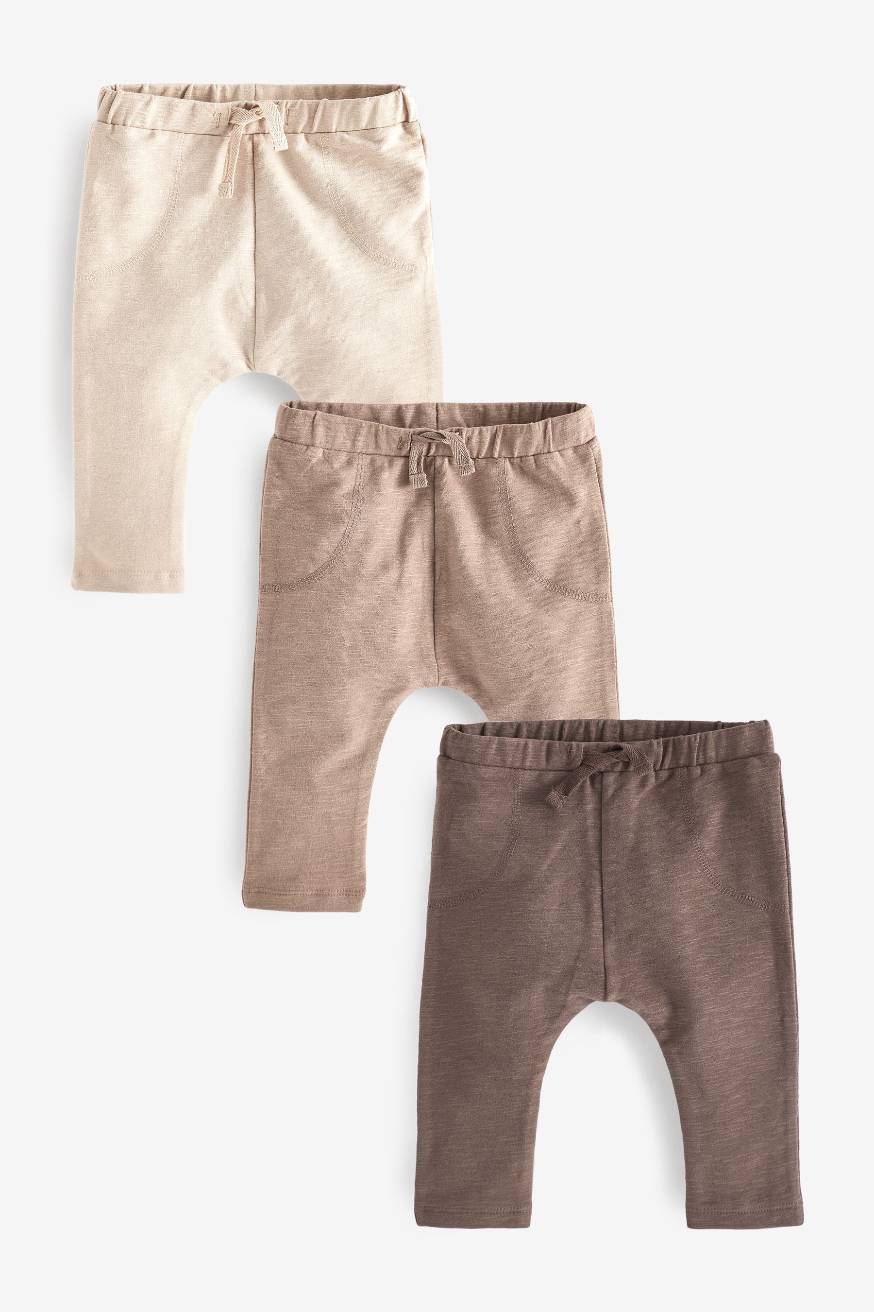 Neutral Brown/Cream 3 Pack Baby Leggings