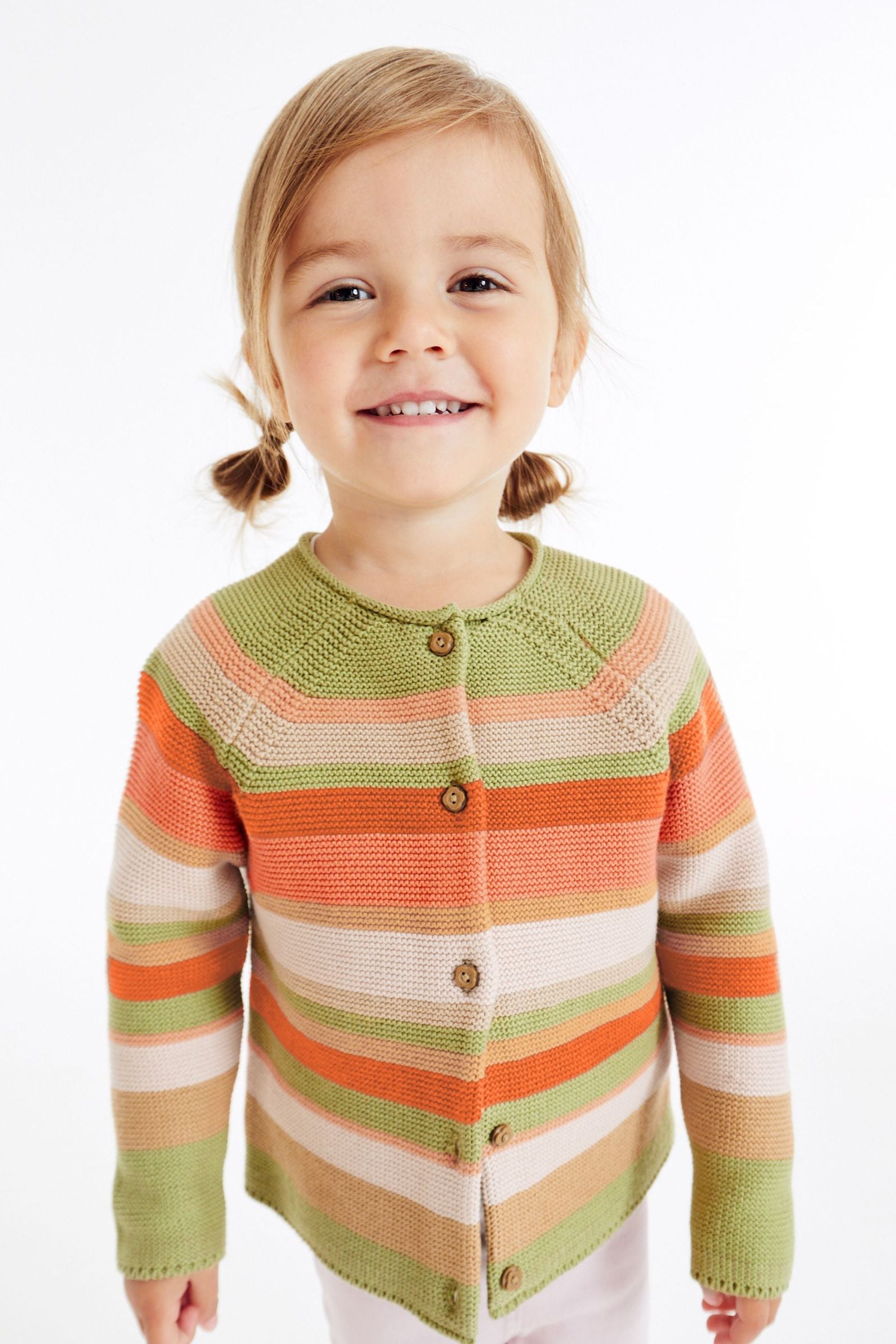 Green/Pink Stripe Cardigan (3mths-10yrs)