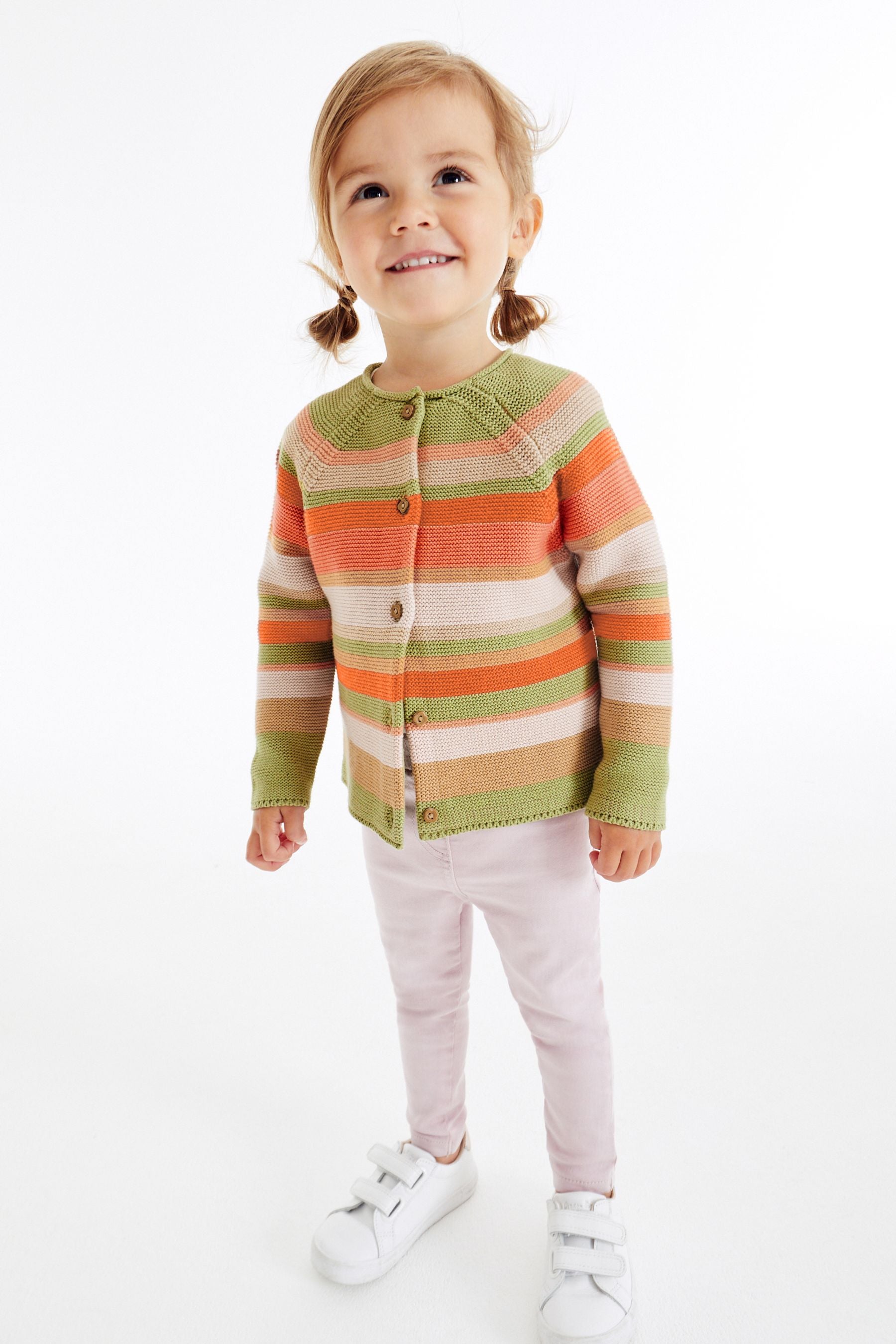 Green/Pink Stripe Cardigan (3mths-10yrs)