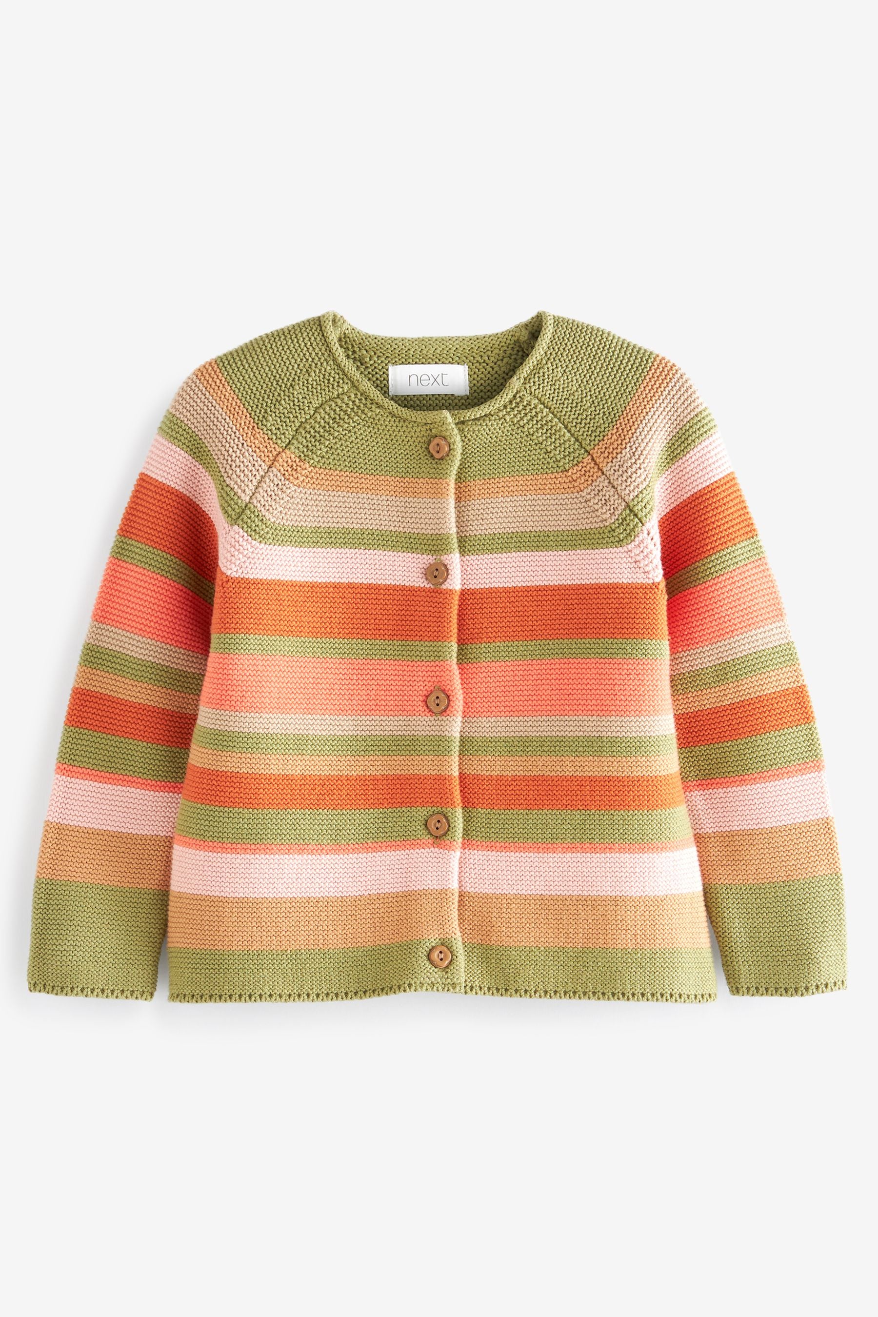 Green/Pink Stripe Cardigan (3mths-10yrs)