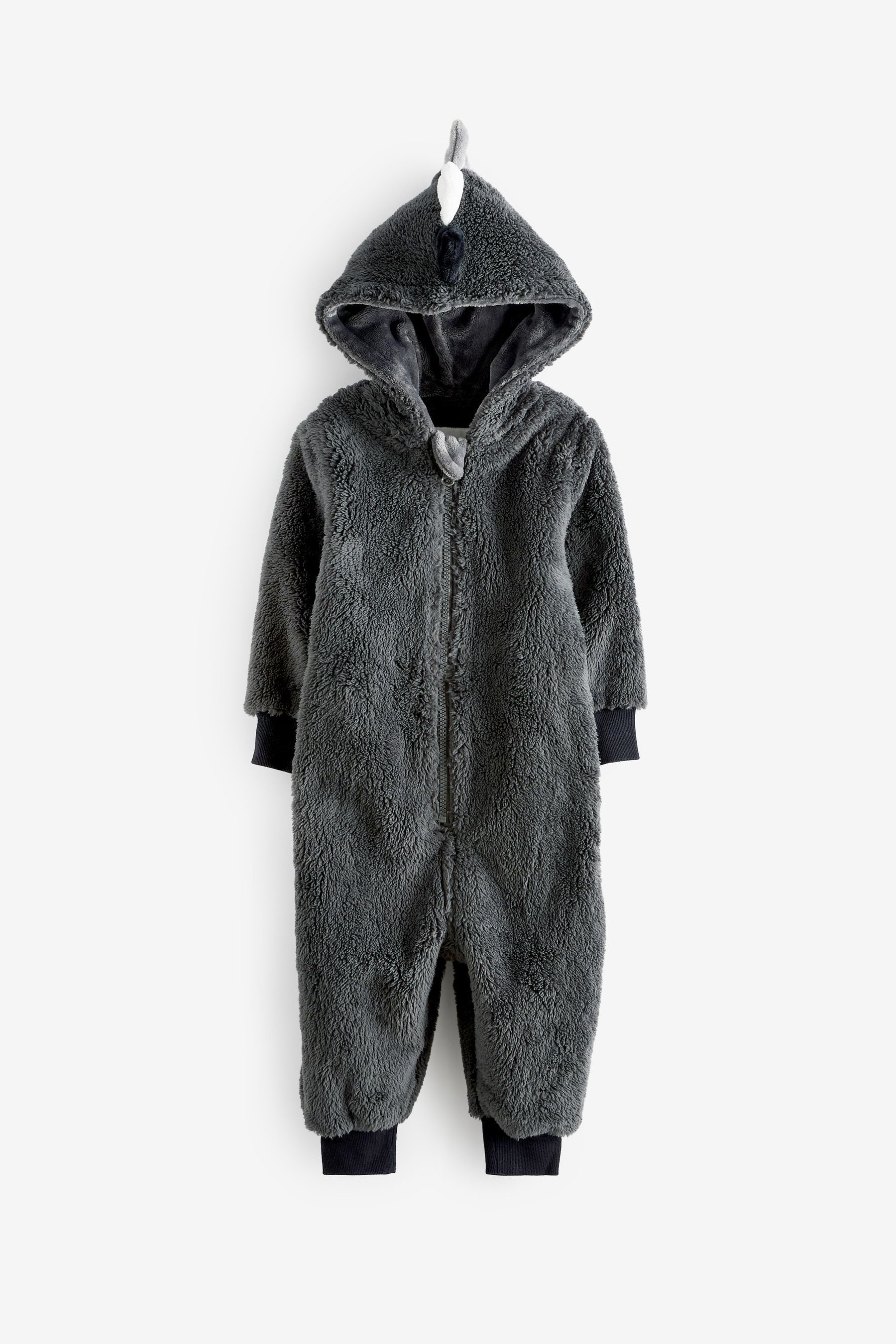 Grey Dino Spike Next Soft Touch Fleece All-In-One (9mths-12yrs)