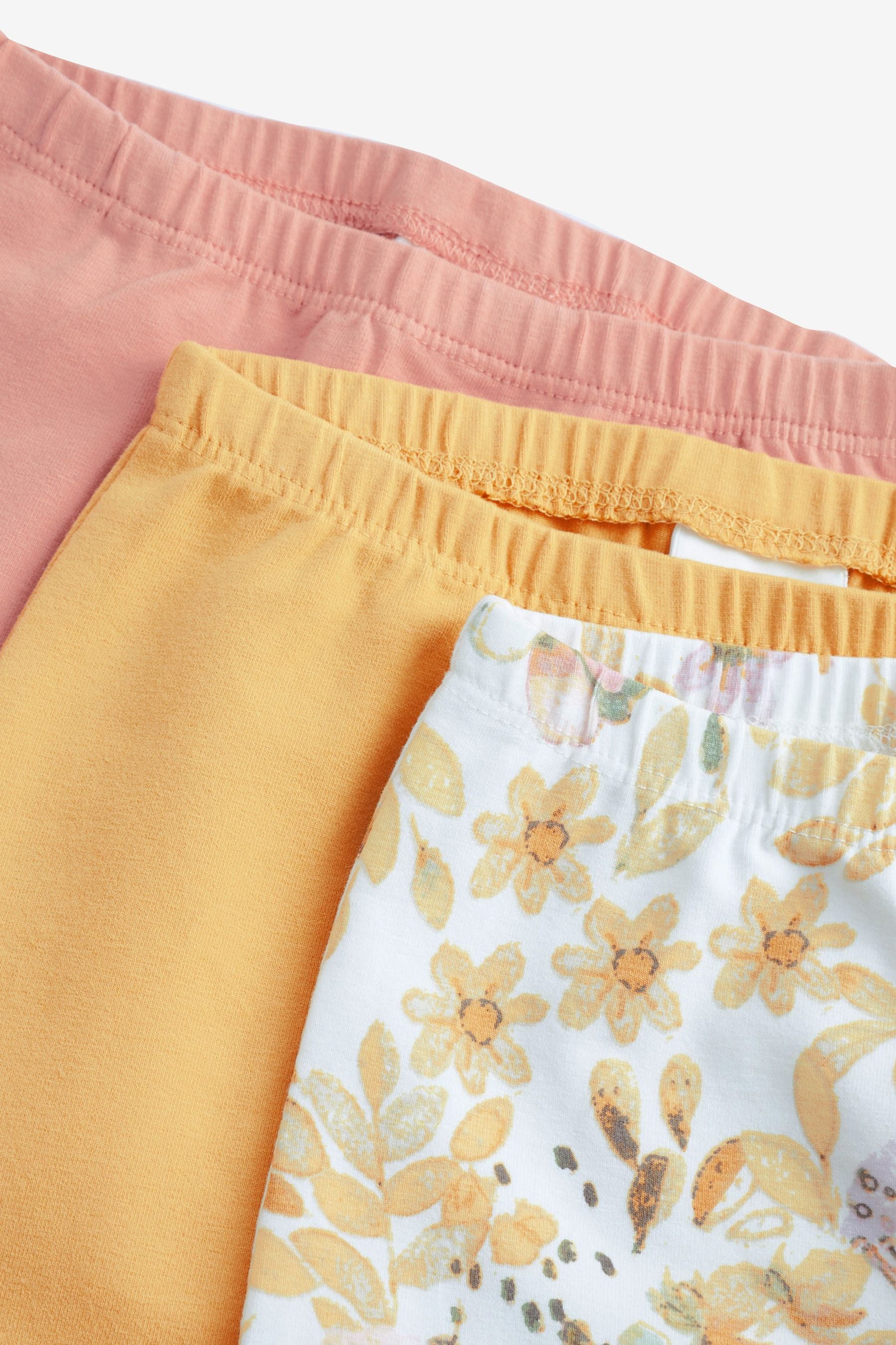 Ochre Floral 3 Pack Baby Leggings