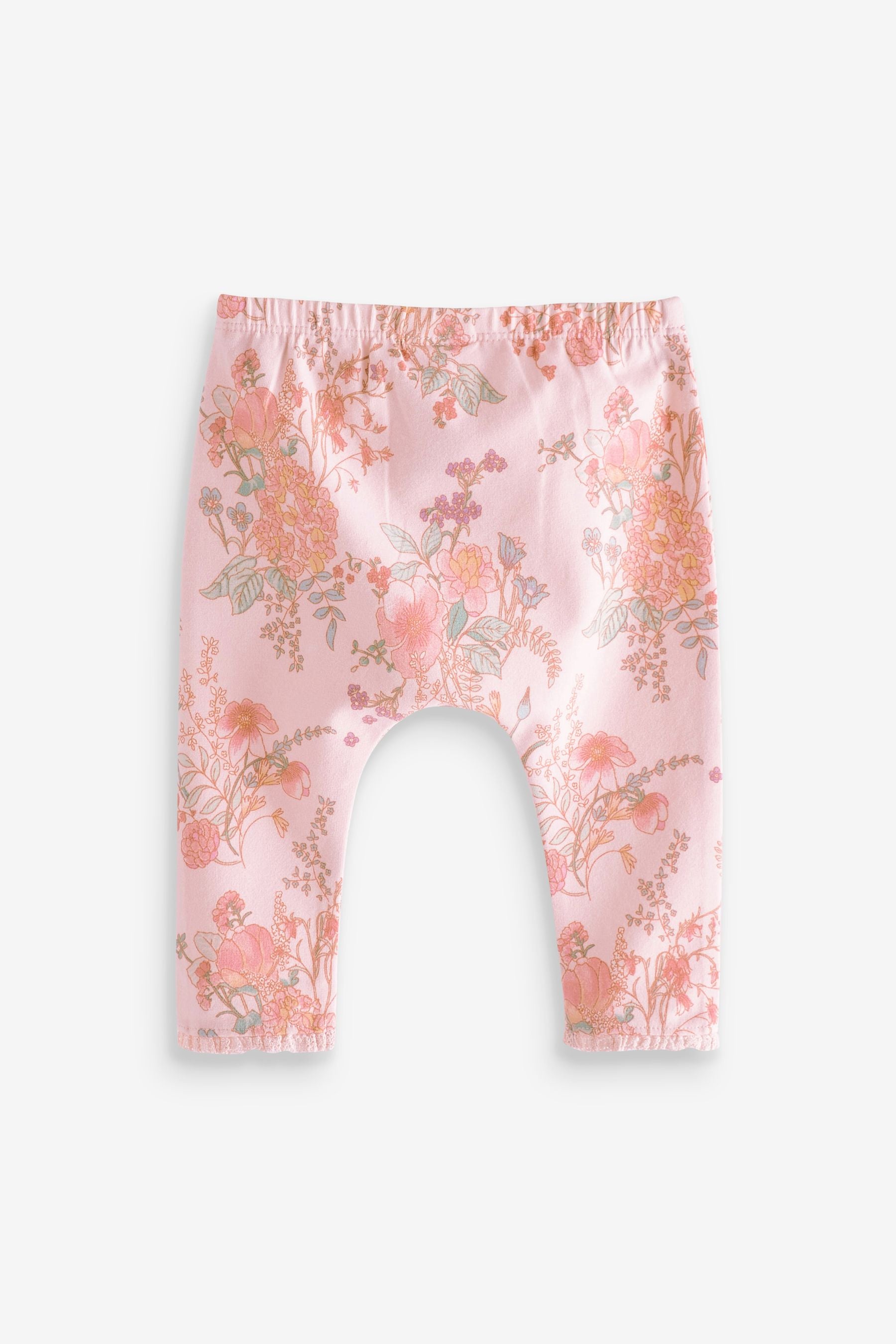 Pink Floral 3 Pack Baby Leggings