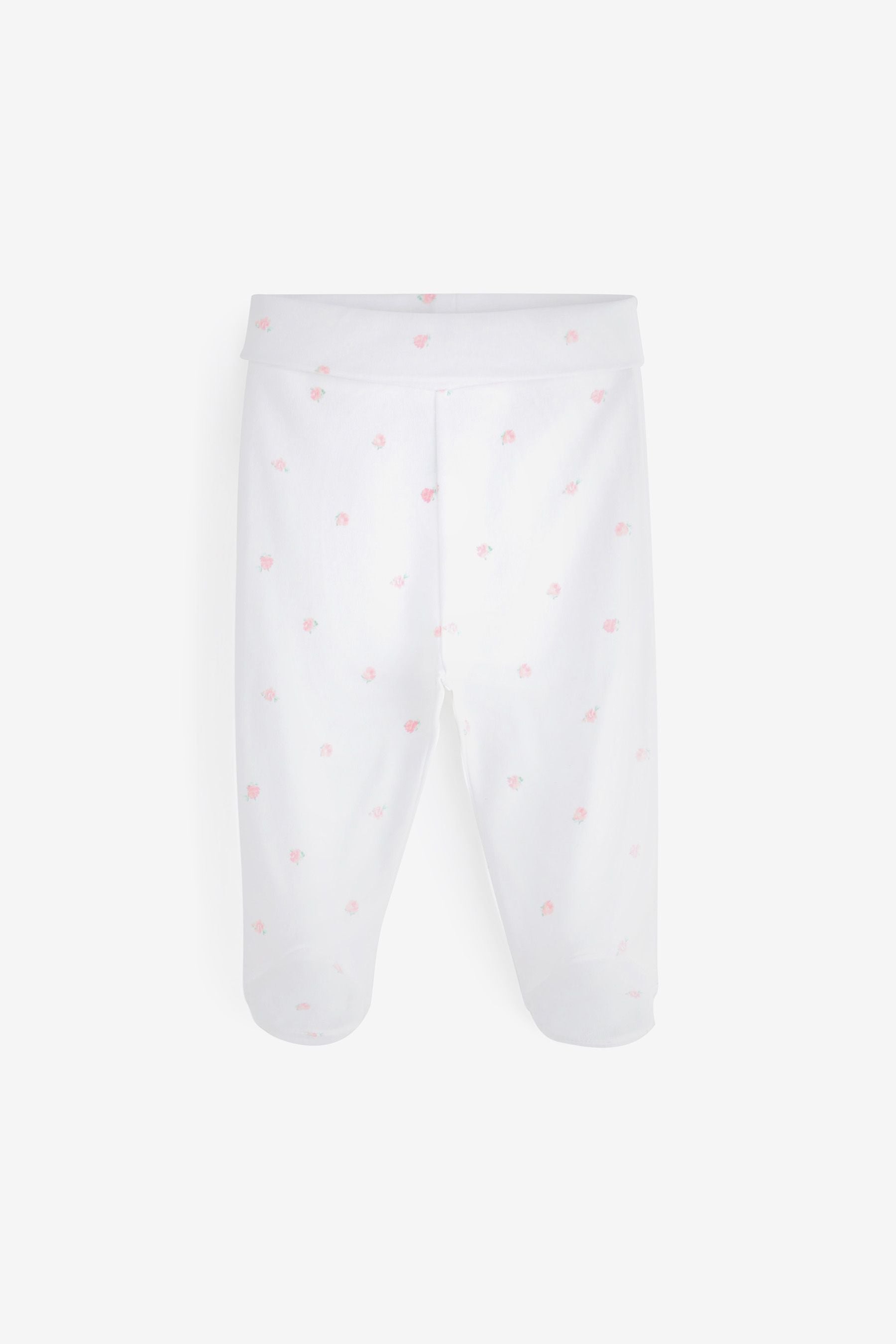 Pink and White 3 Pack Baby Footed Leggings