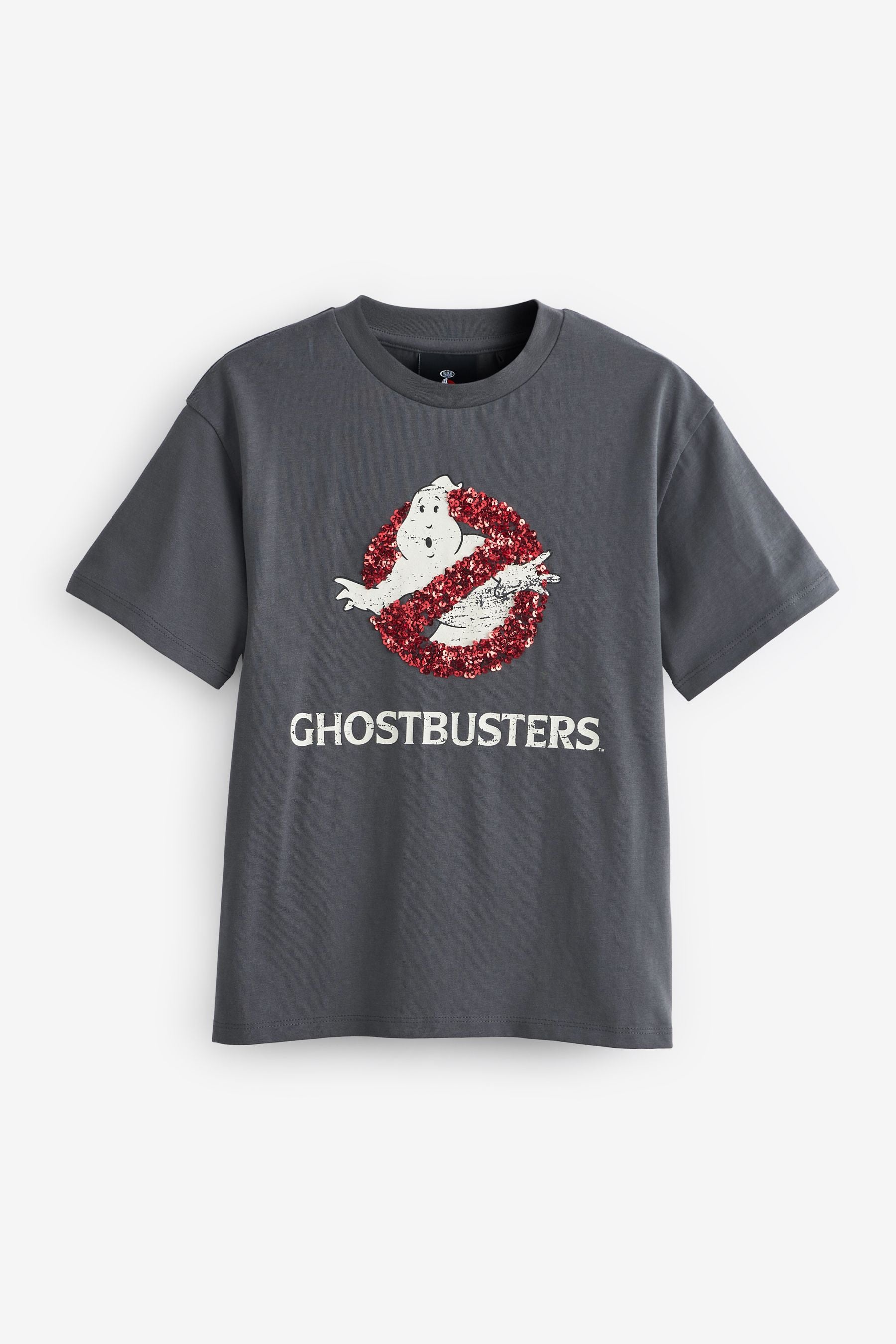 Charcoal Grey Ghostbusters Sequin Oversized T-Shirt (3-16yrs)