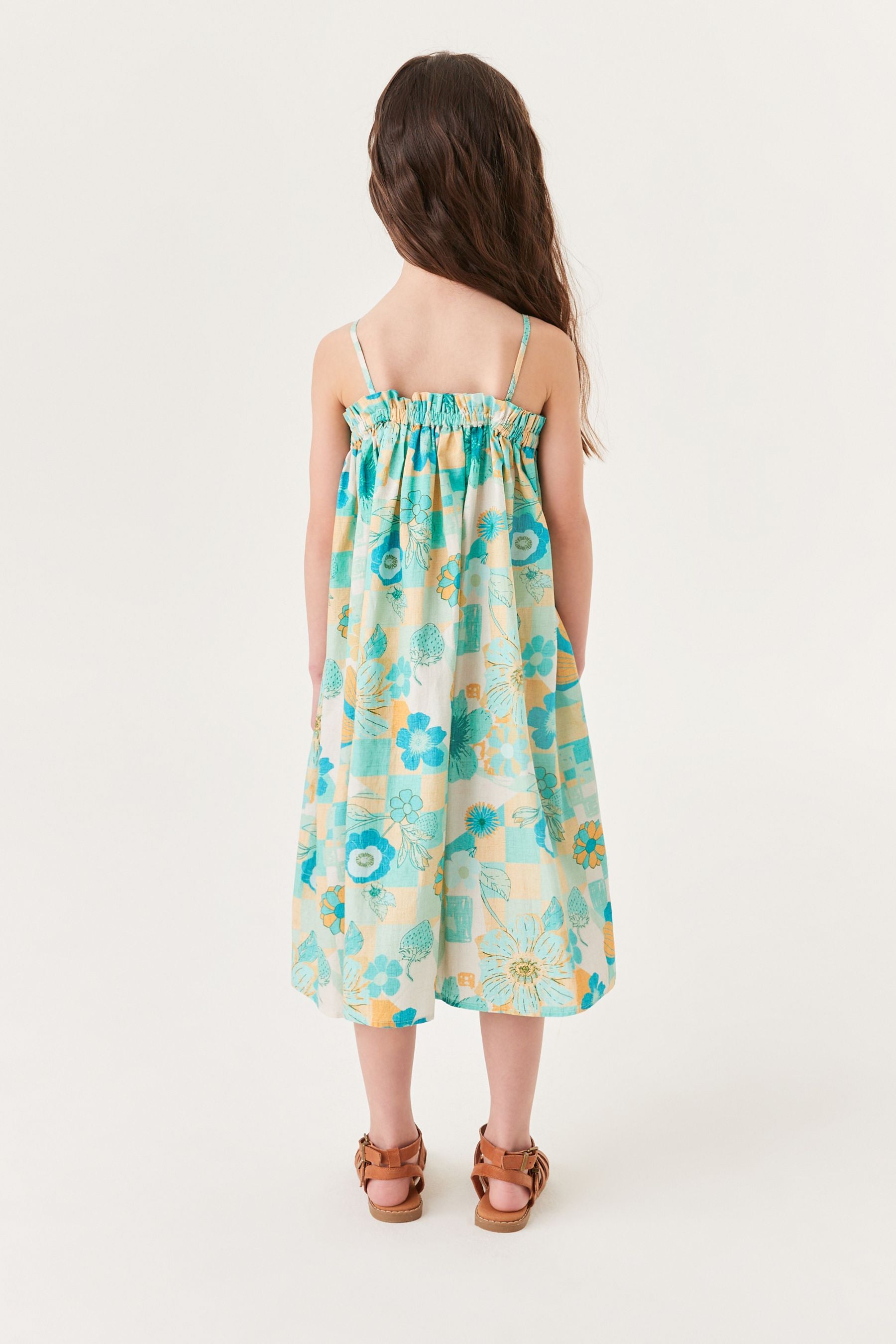 Teal Blue Strappy Woven Sundress (3-16yrs)