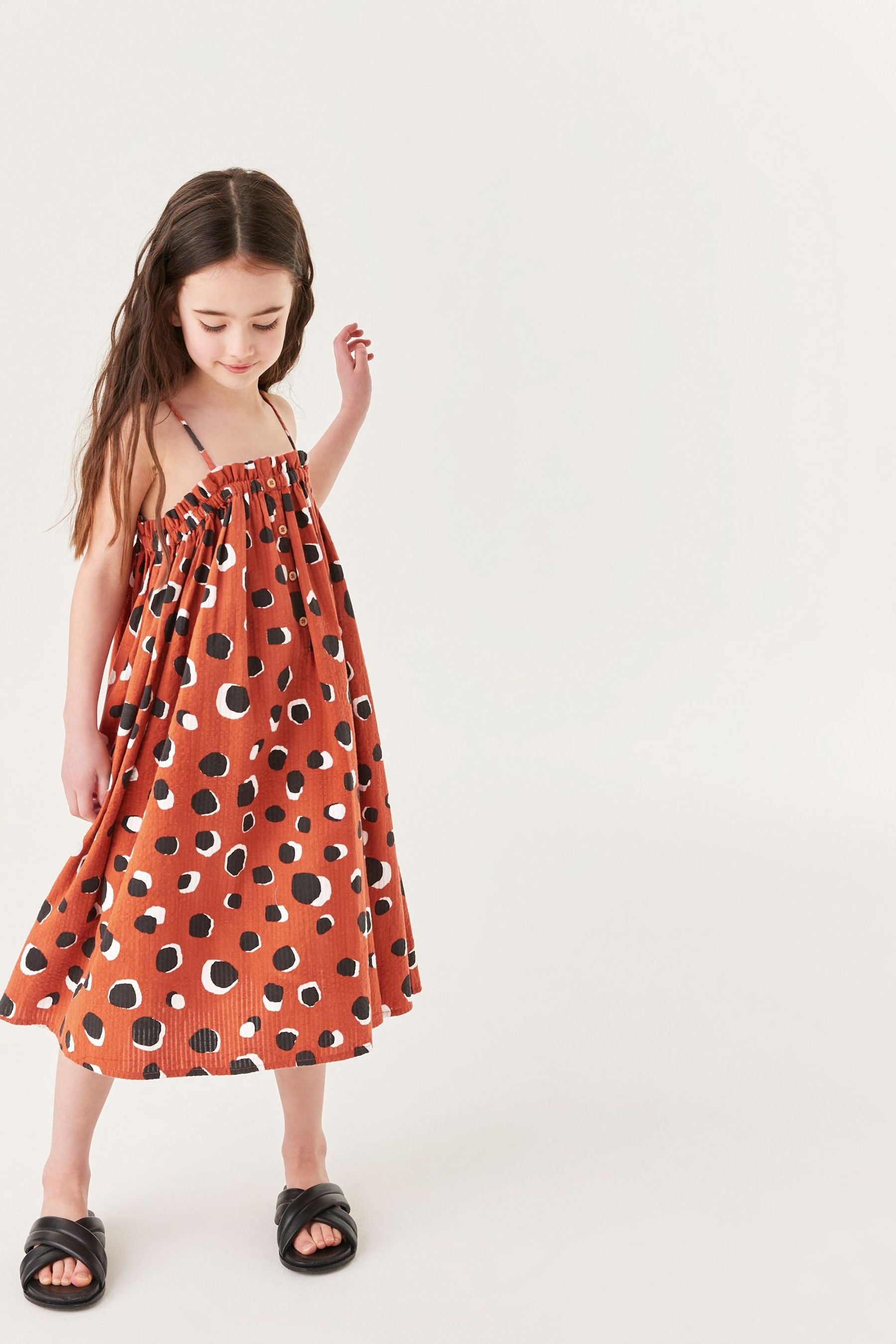 Rust Brown Strappy Woven Sundress (3-16yrs)