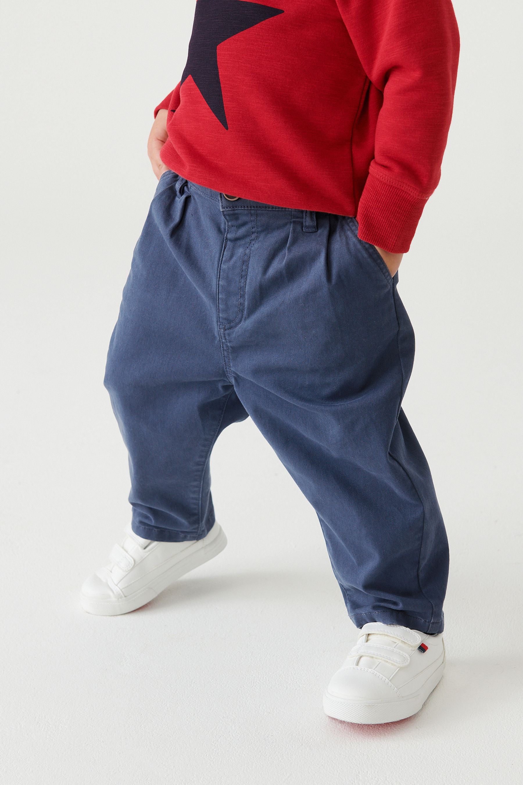 Blue Pleat Front Chino Trousers (3mths-7yrs)