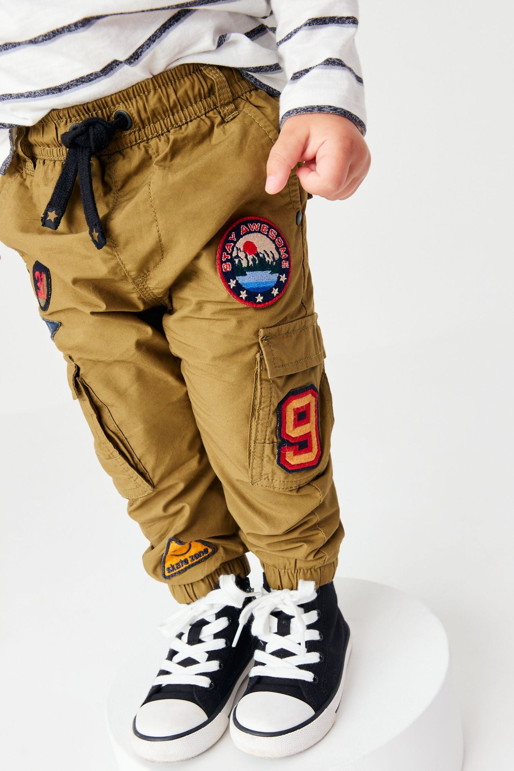 Khaki Green Varsity Lined Cargo Trousers (3mths-7yrs)