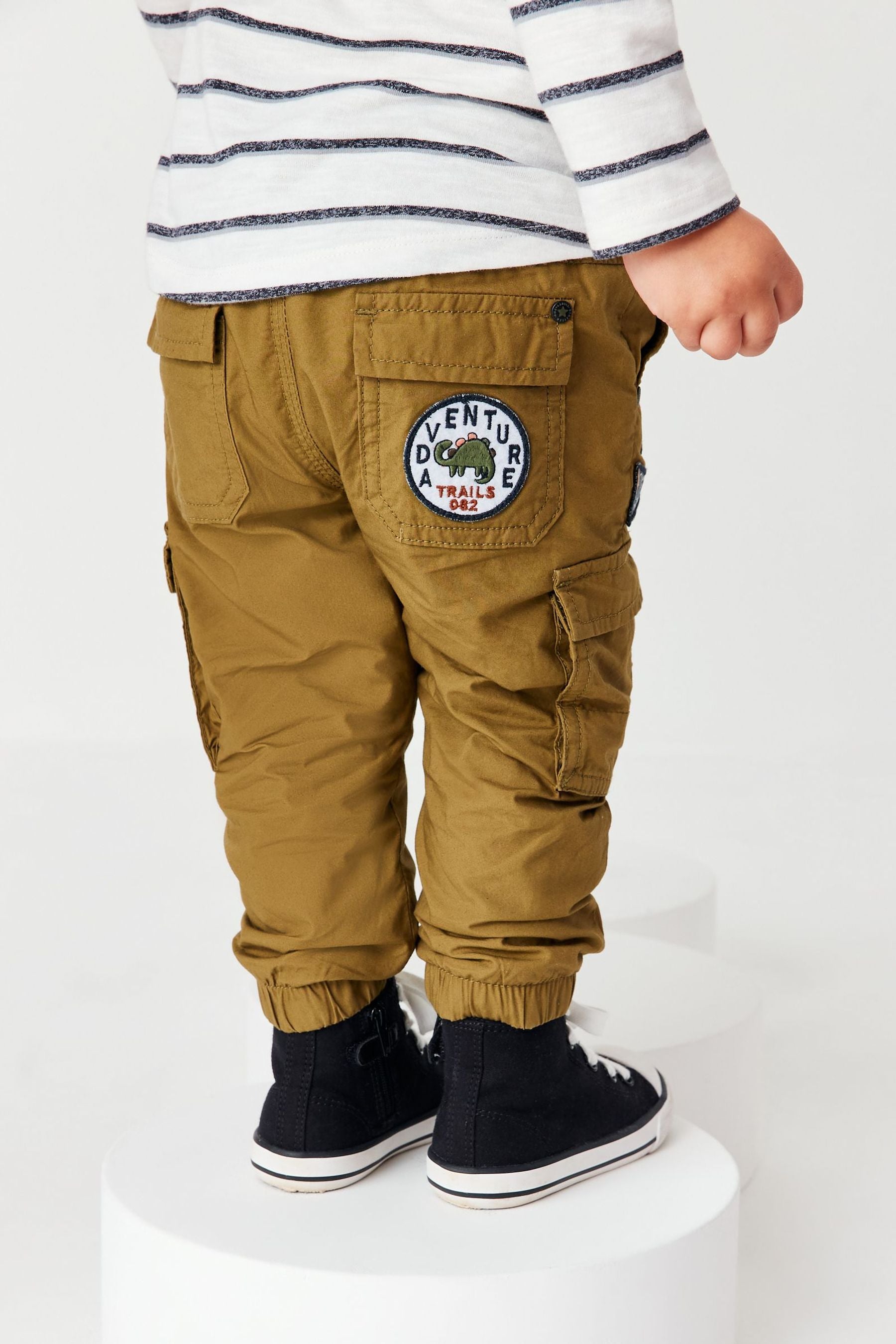 Khaki Green Varsity Lined Cargo Trousers (3mths-7yrs)