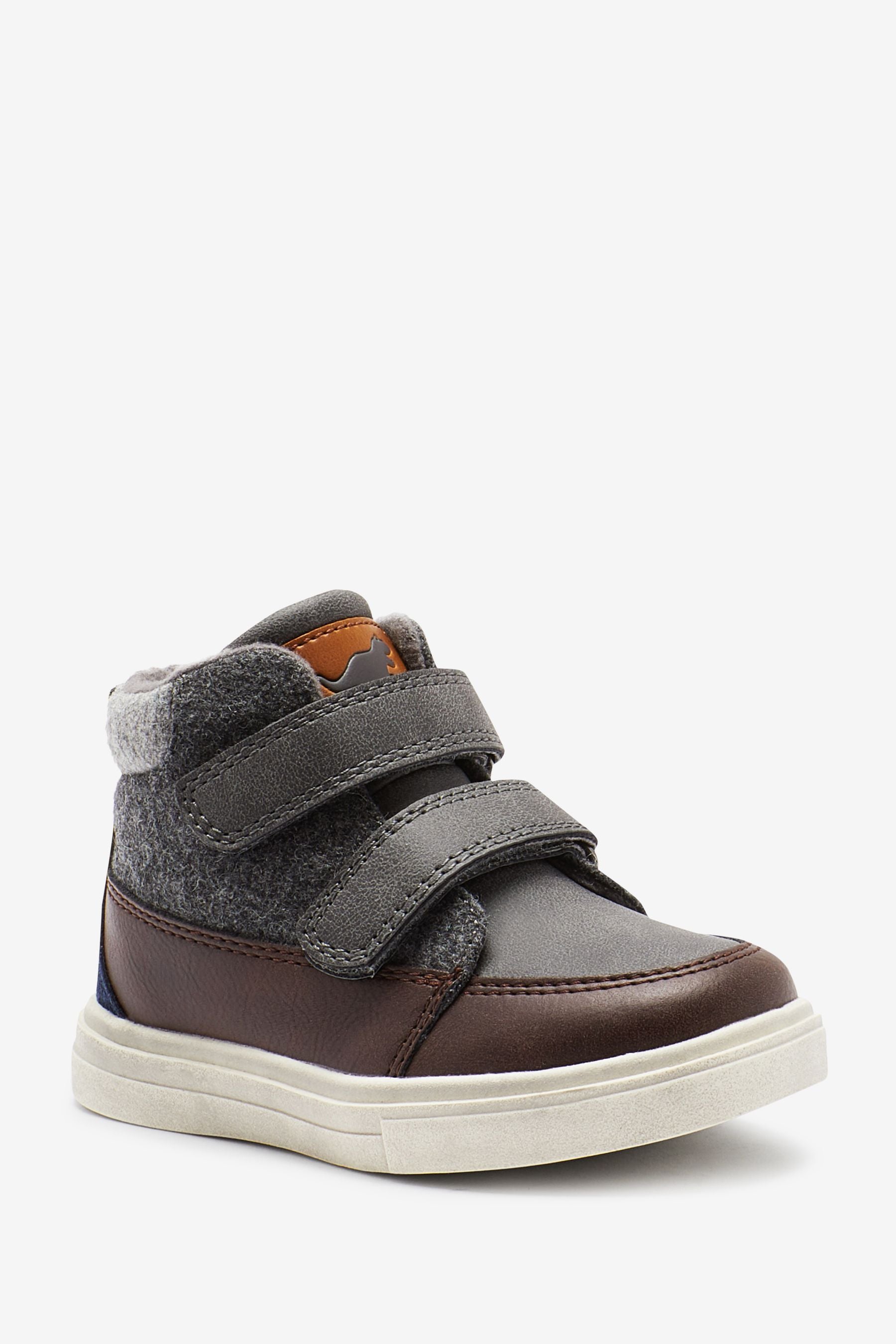 Grey/Brown Warm Lined Touch Fastening Boots