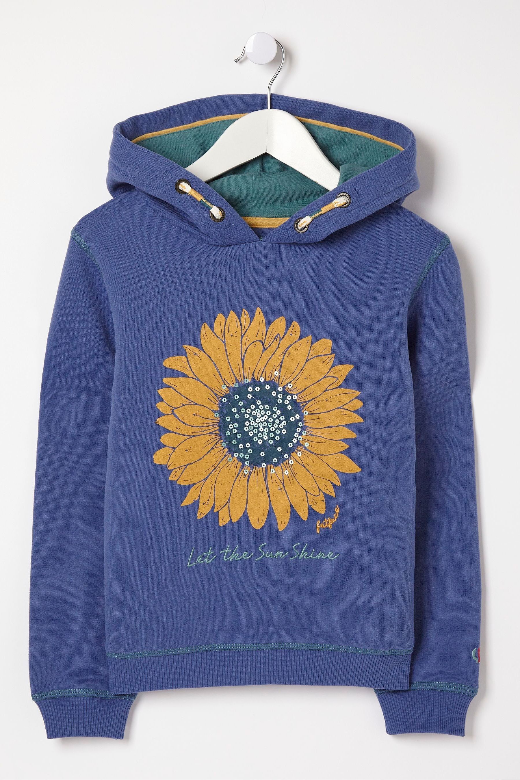 FatFace Blue Sequin Sunflower Hoodie