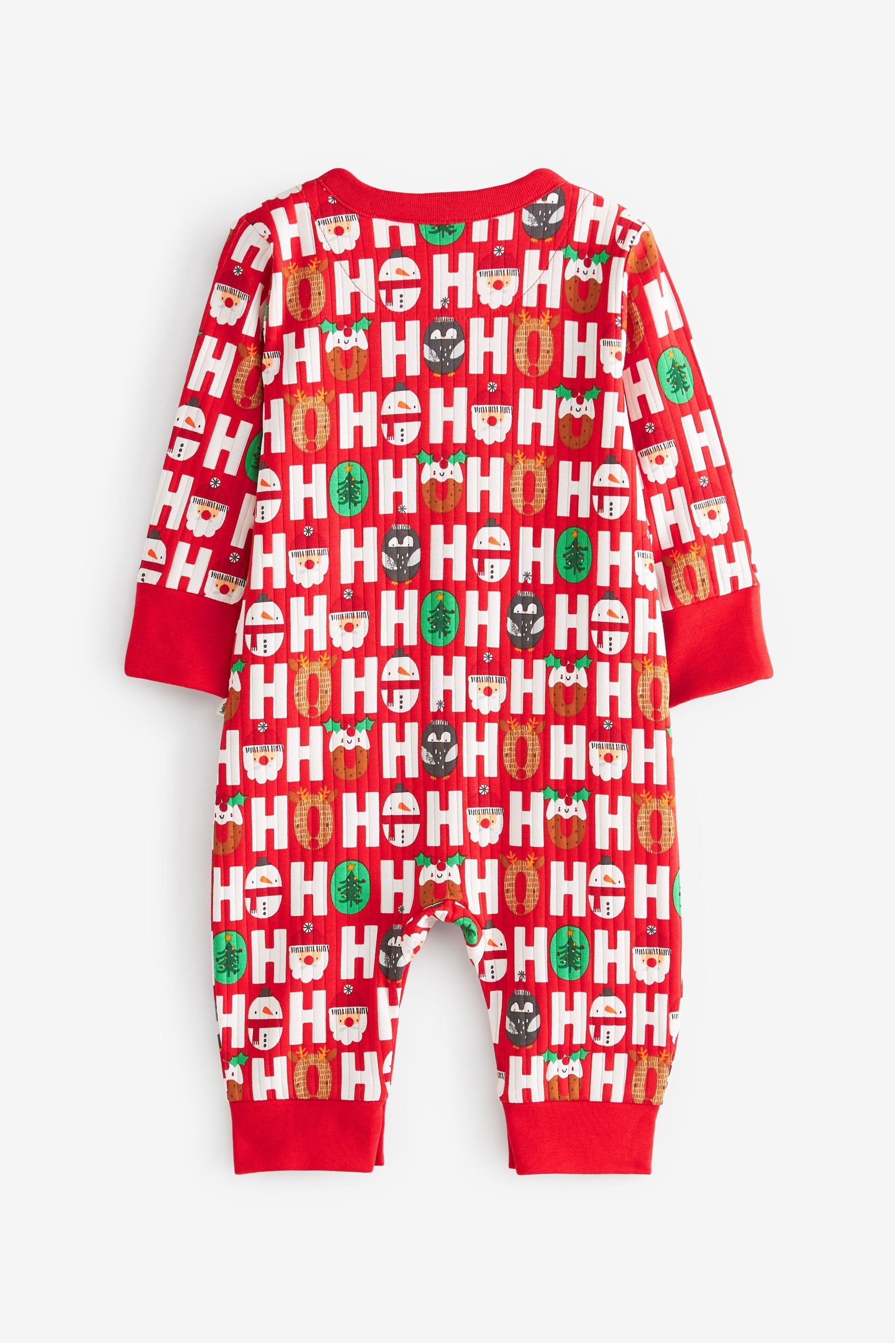 Festive Red Baby Christmas Single Sleepsuit (0-2yrs)