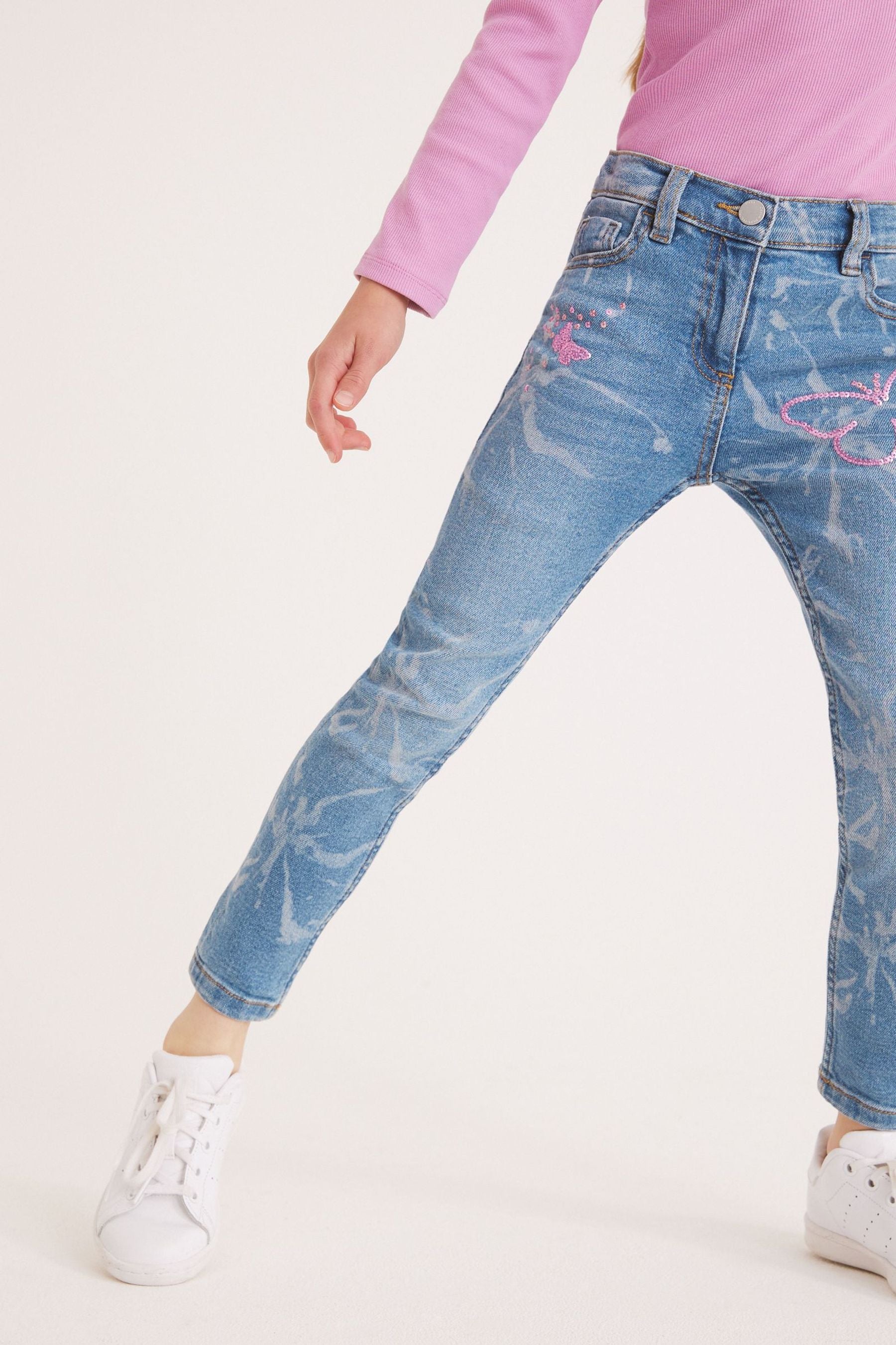 Blue/Pink Sequin Butterfly Skinny Jeans (3-16yrs)