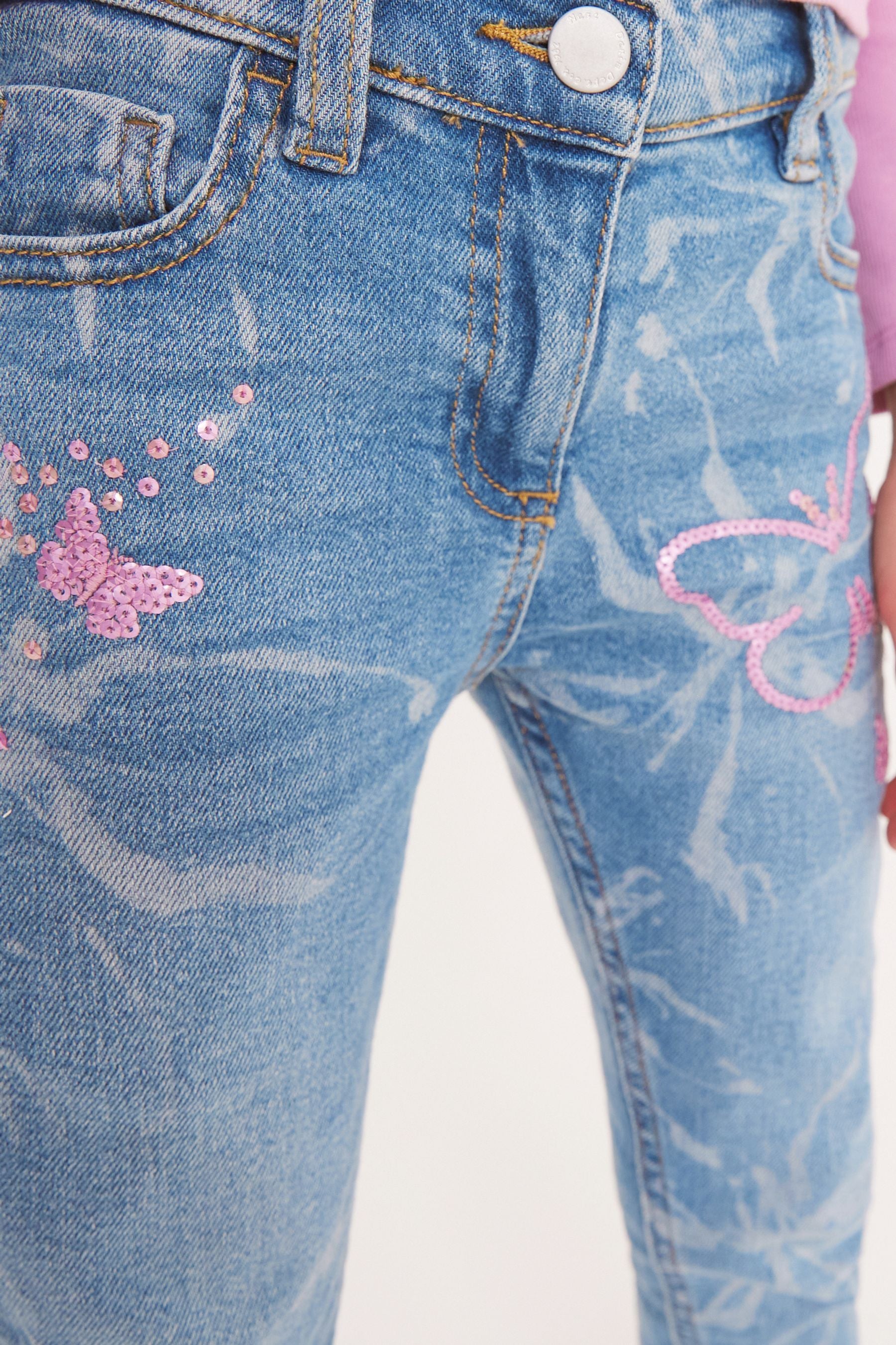 Blue/Pink Sequin Butterfly Skinny Jeans (3-16yrs)