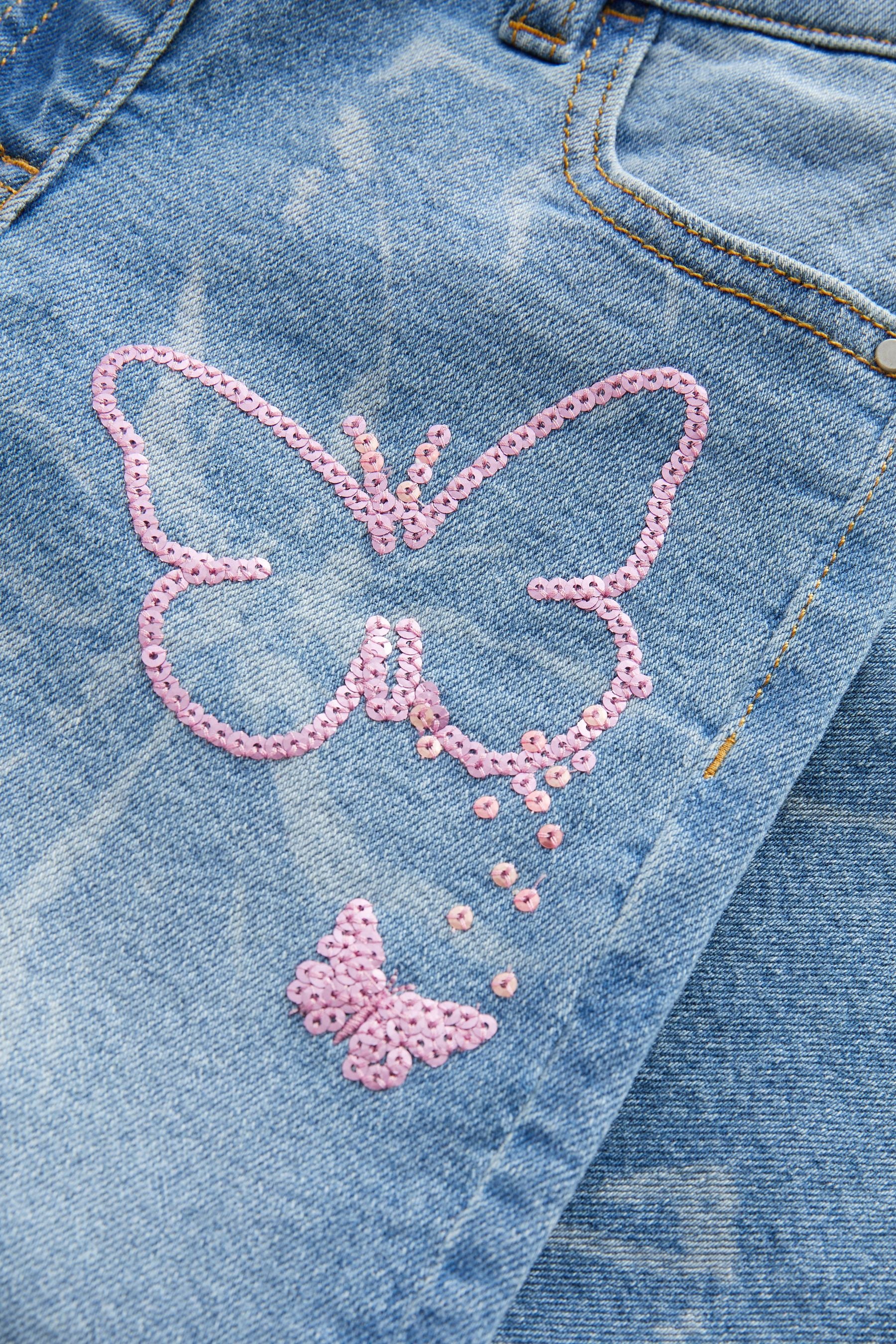 Blue/Pink Sequin Butterfly Skinny Jeans (3-16yrs)