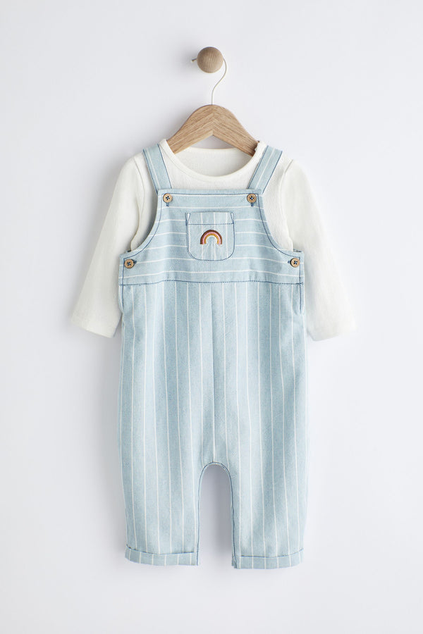 Denim Stripe Rainbow Baby Dungaree and Bodysuit (0mths-3yrs)