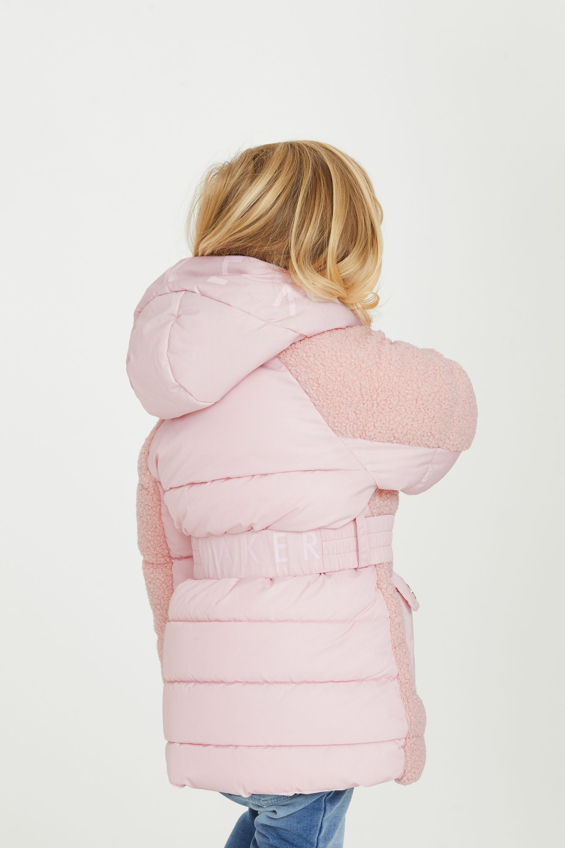 Pink Baker by Ted Baker Pink Teddy Borg Mixed Coat