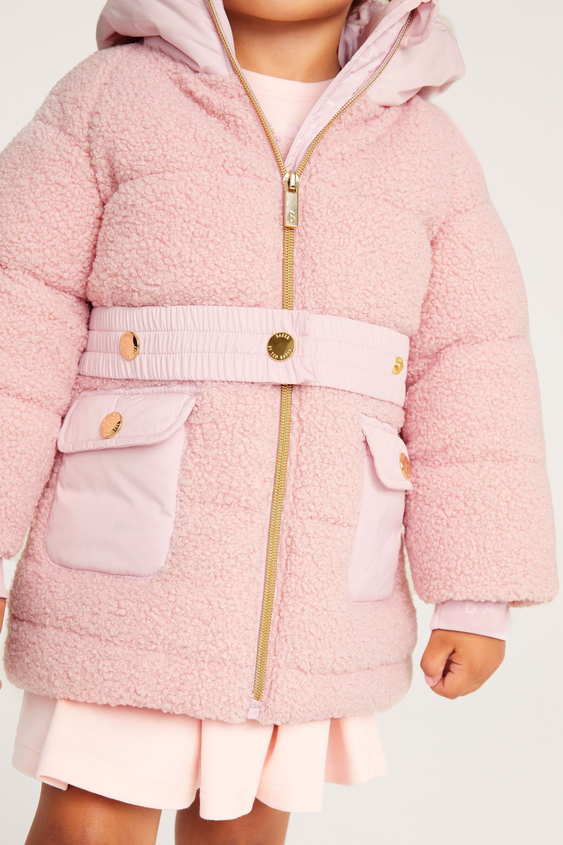 Pink Baker by Ted Baker Pink Teddy Borg Mixed Coat