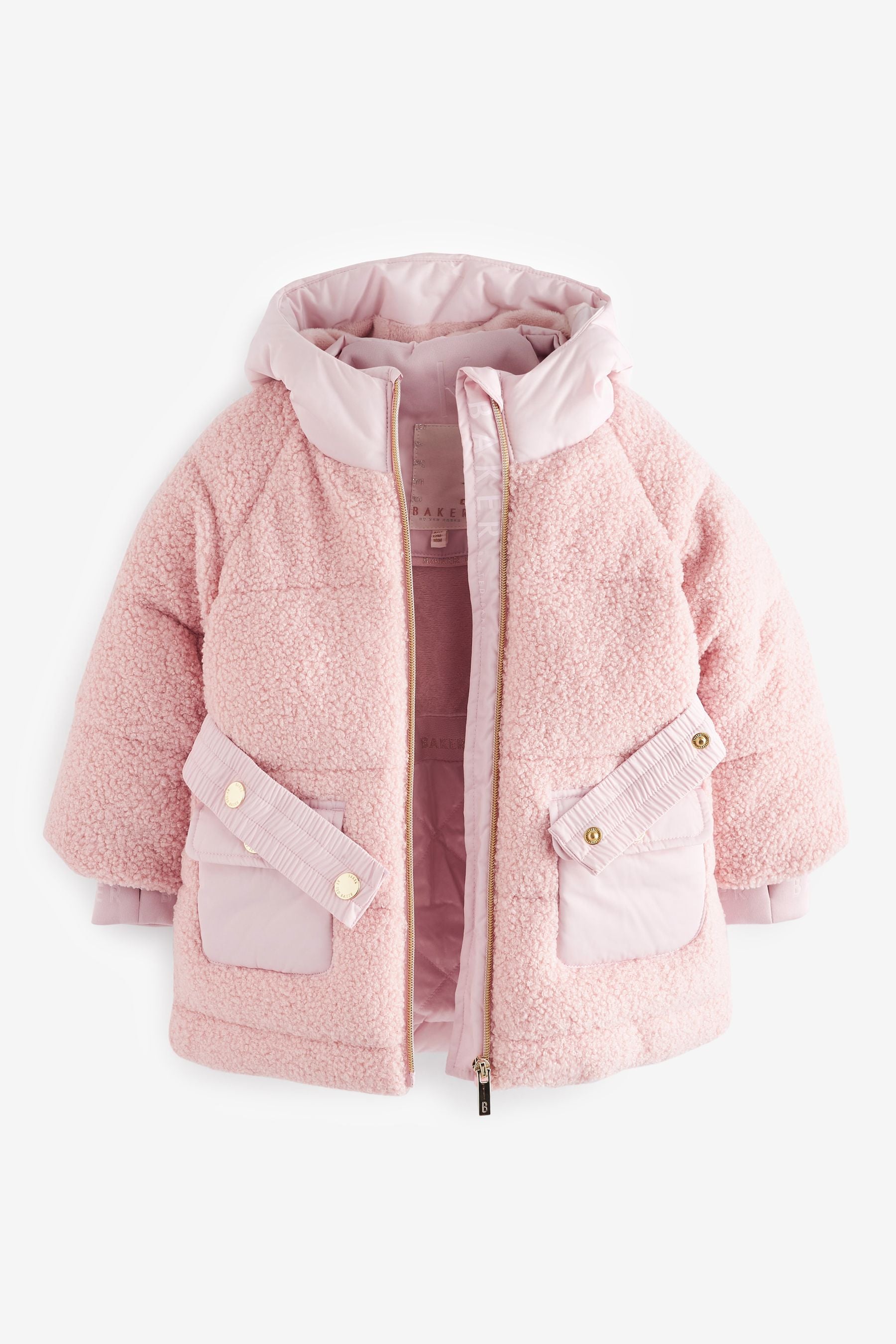 Pink Baker by Ted Baker Pink Teddy Borg Mixed Coat