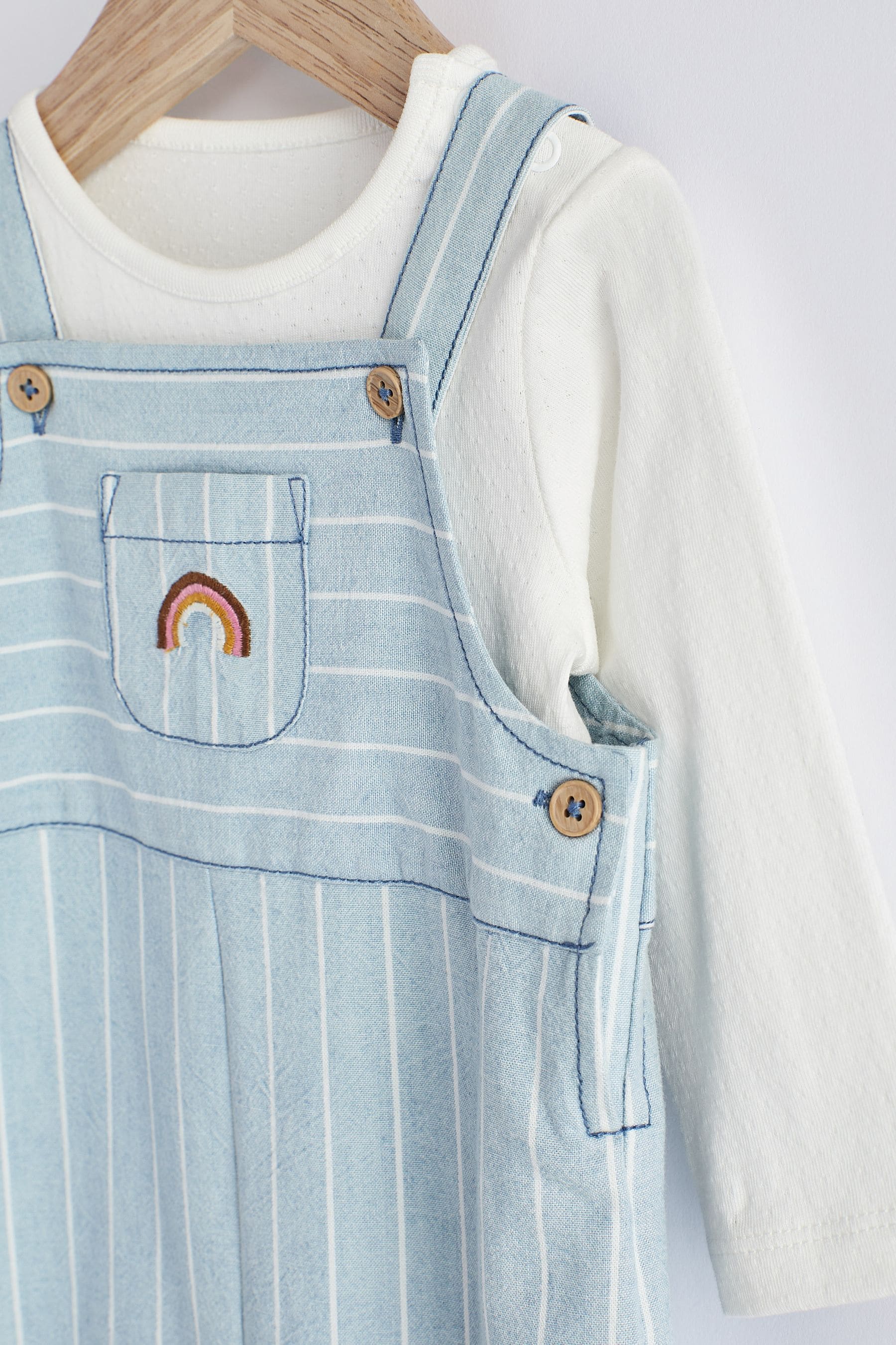 Denim Stripe Rainbow Baby Dungaree and Bodysuit (0mths-3yrs)