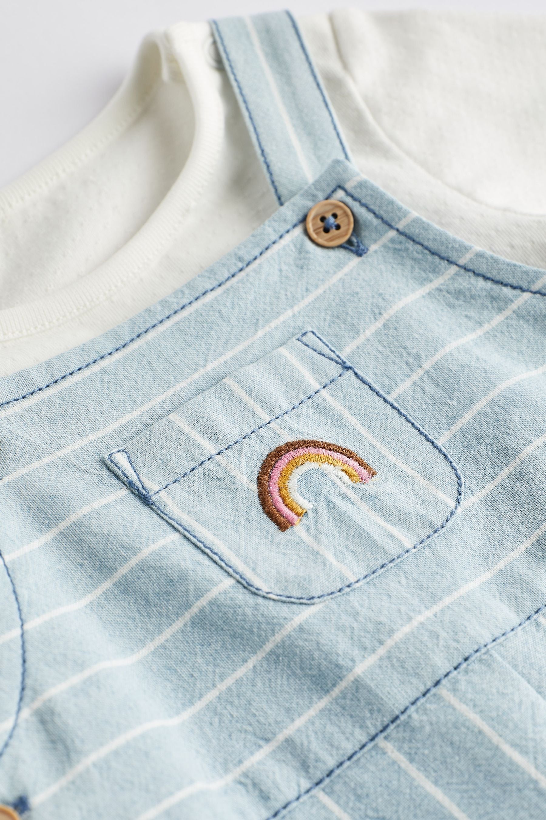 Denim Stripe Rainbow Baby Dungaree and Bodysuit (0mths-3yrs)