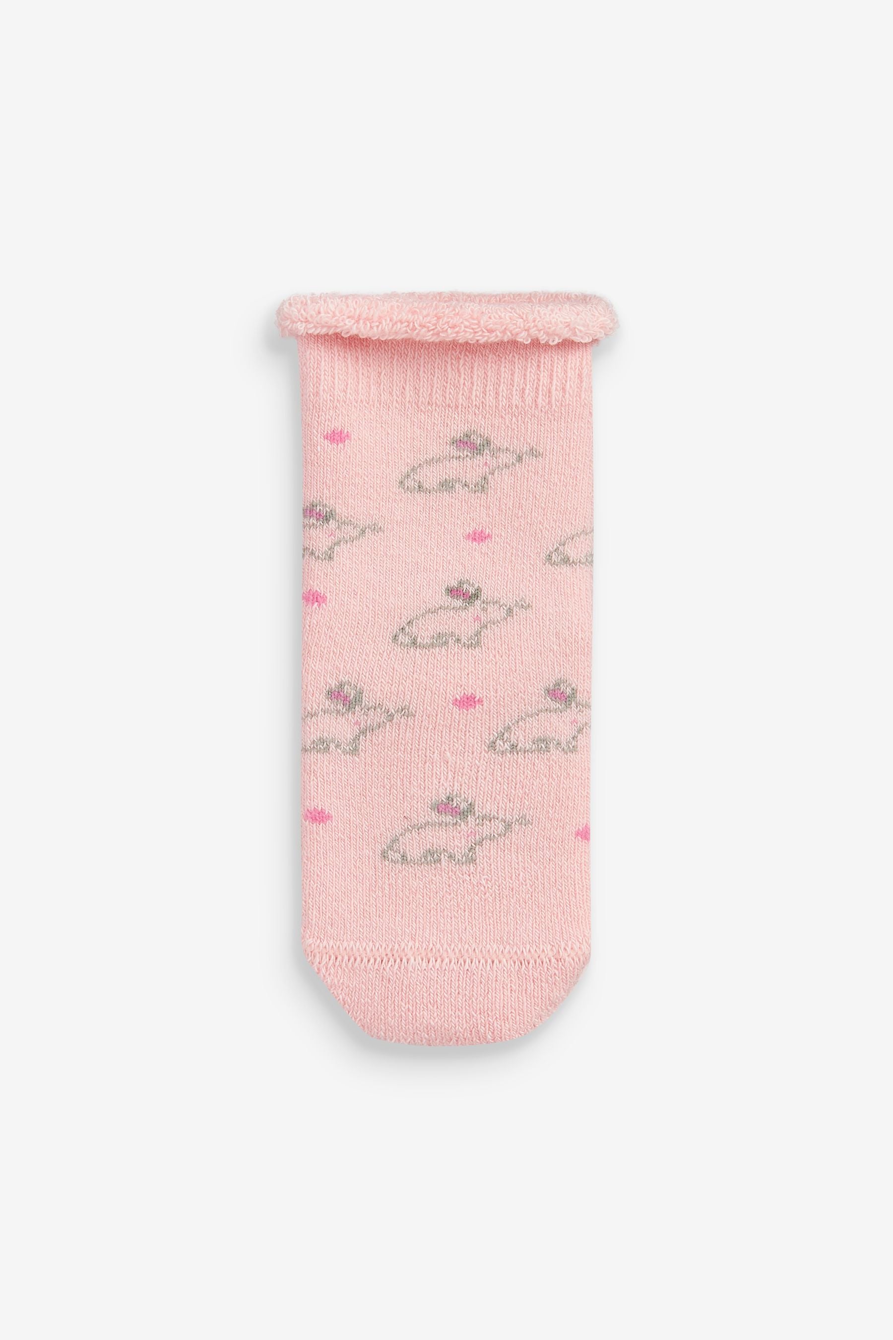 Pink Bunny Towelling Socks 3 Pack (0mths-2yrs)