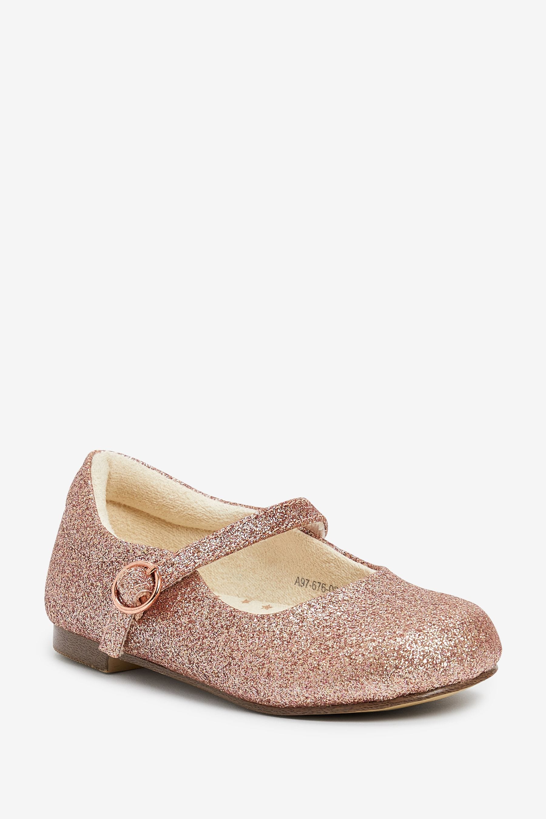 Pale Pink Glitter Mary Jane Occasion Shoes