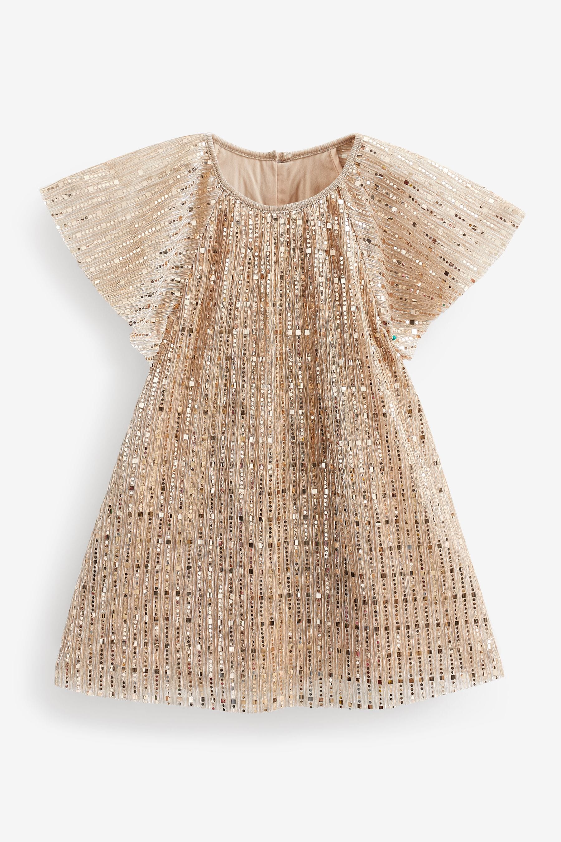 Gold Sequin Party Angel Sleeve Dress (3mths-10yrs)