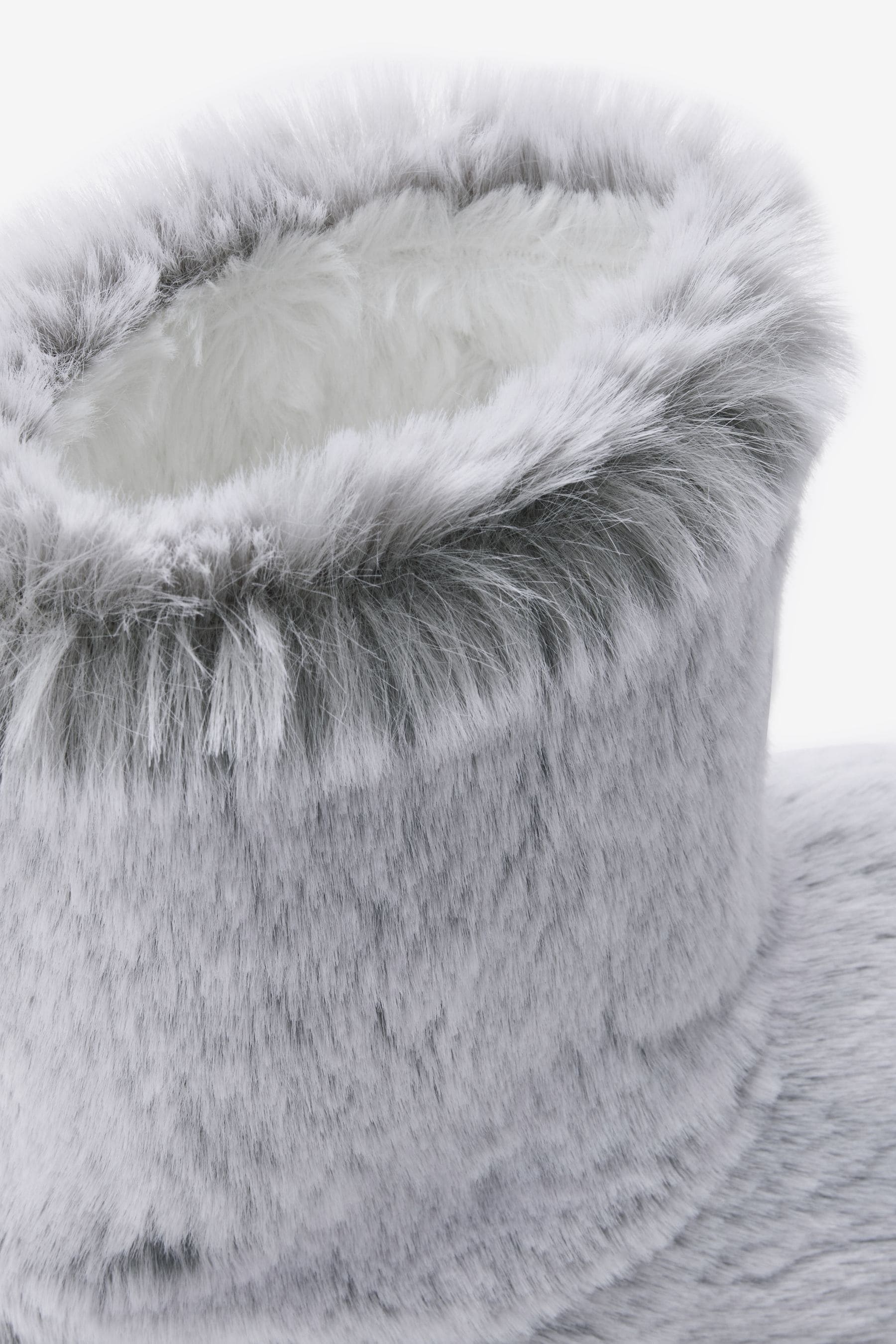 Grey Recycled Faux Fur Slipper Boots