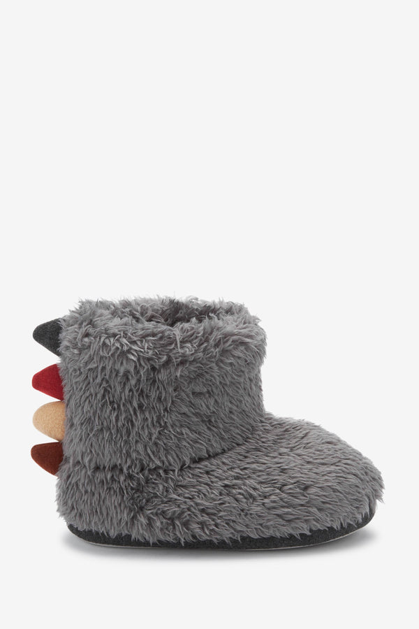 Grey Spike Warm Lined Slipper Boots