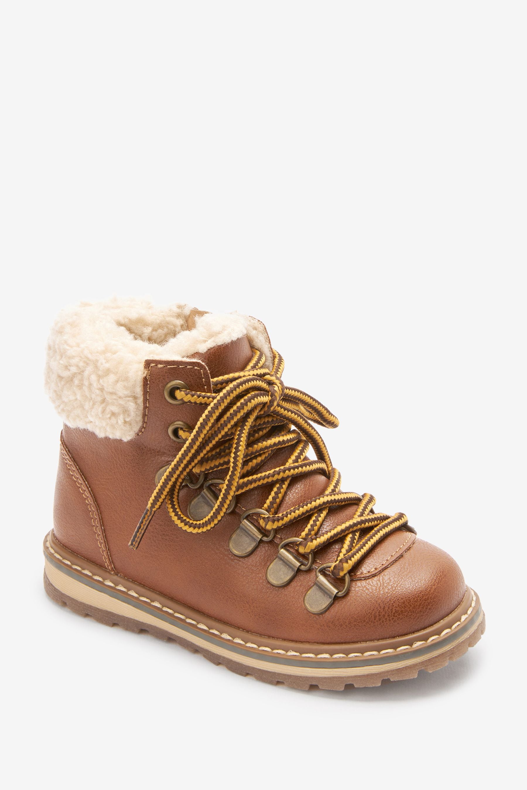 Tan Brown Warm Lined Hiker Boots