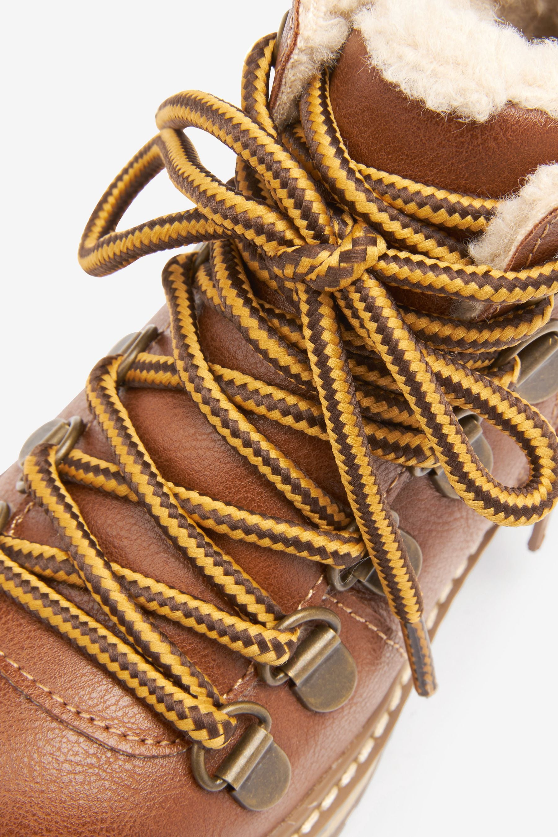 Tan Brown Warm Lined Hiker Boots