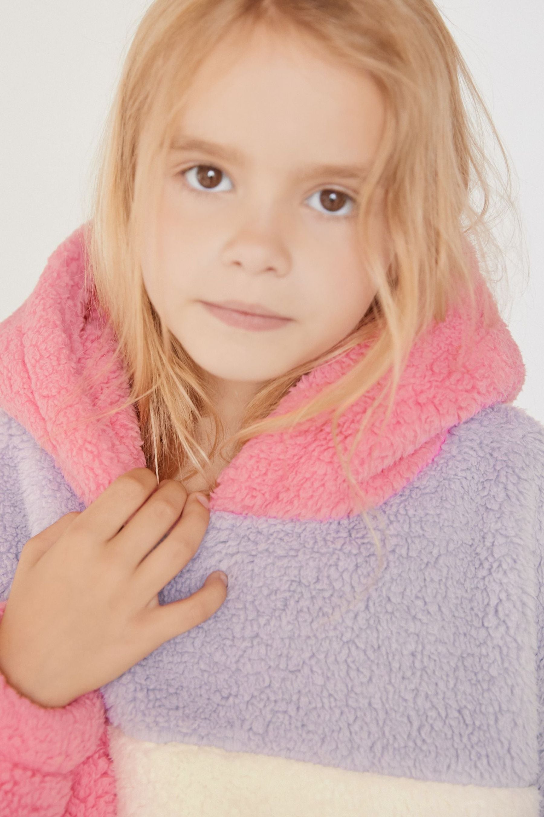 Pink/Blue Colourblock Fleece Hooded Blanket (3-16yrs)