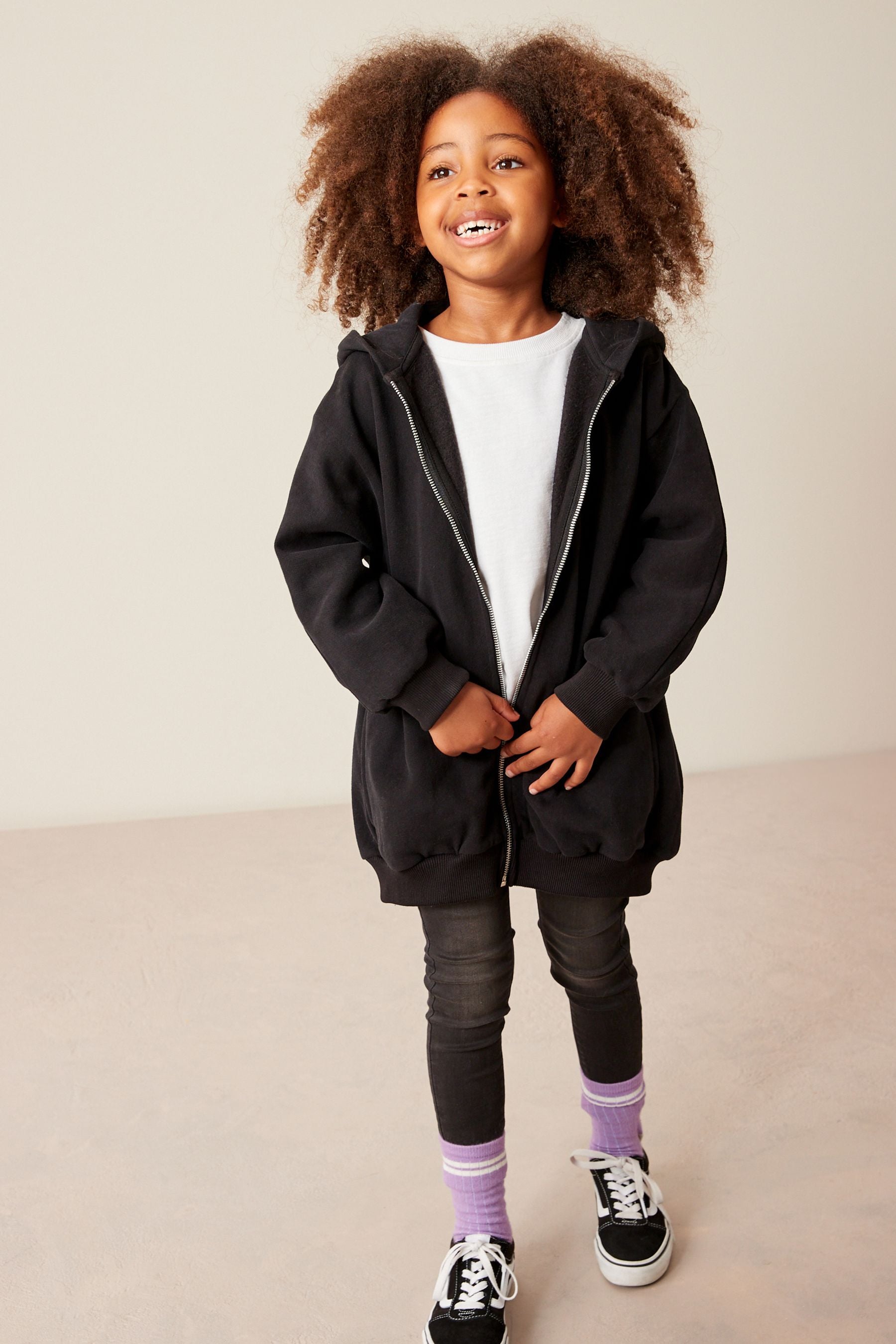 Black Zip Through Hoodie (3-16yrs)