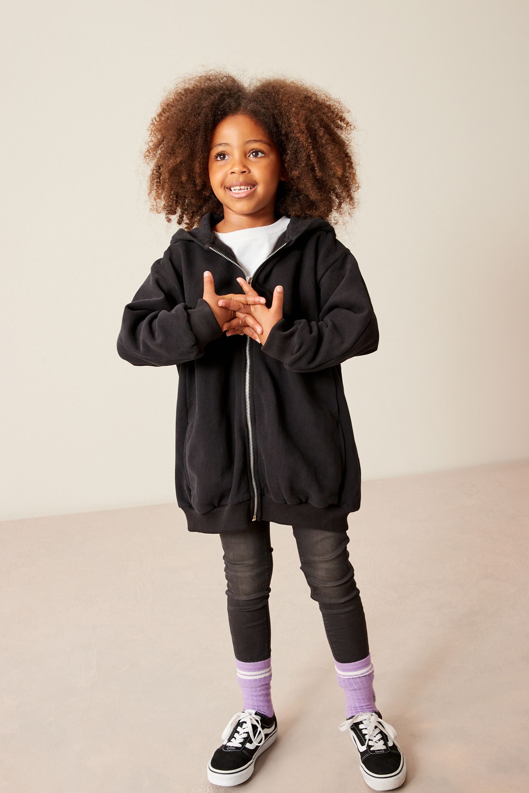 Black Zip Through Hoodie (3-16yrs)