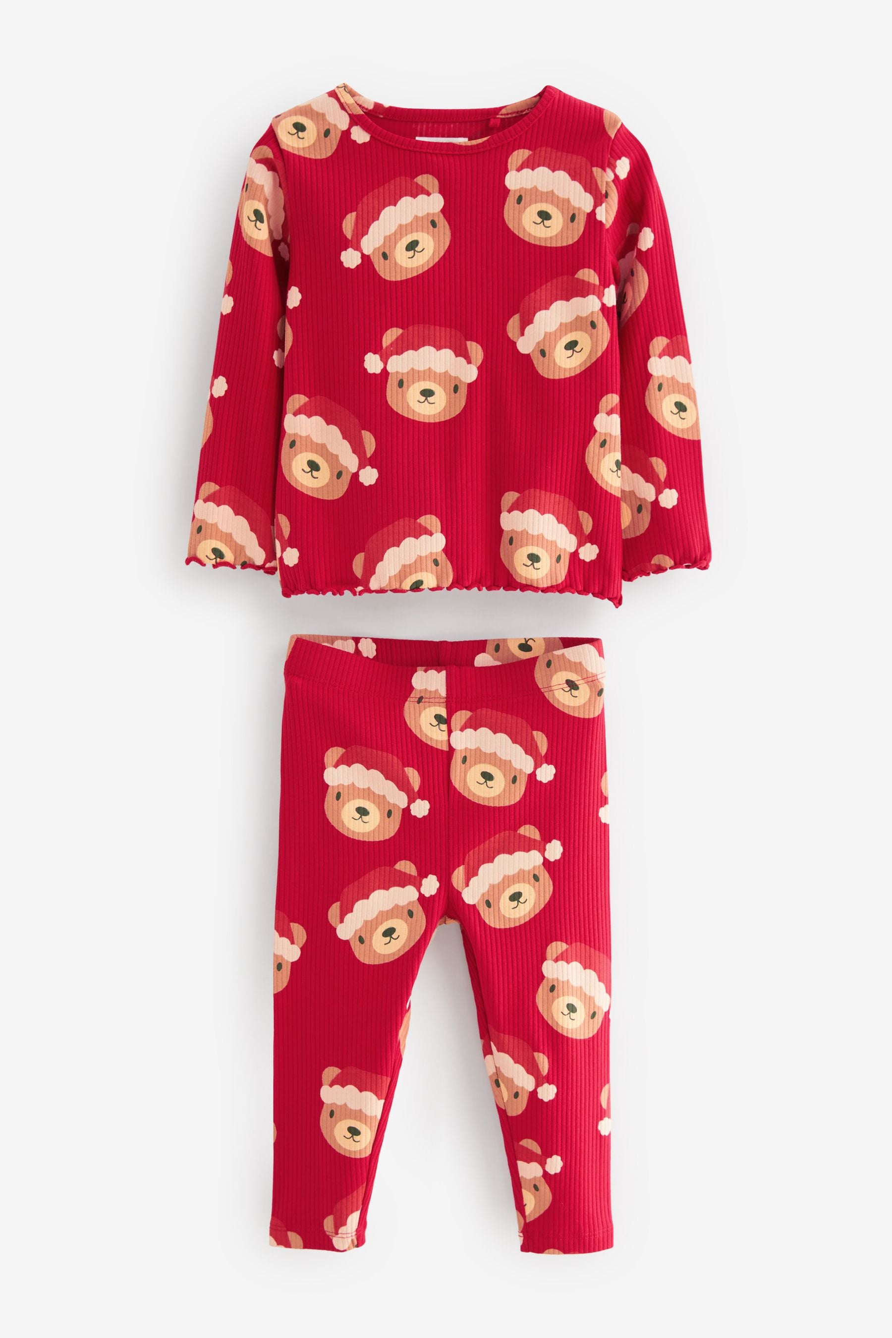 Red Christmas Bear Rib T-Shirt and Leggings Set (3mths-7yrs)