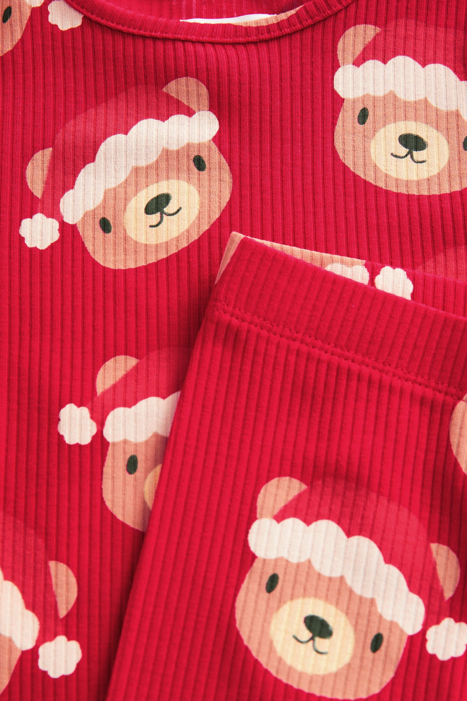 Red Christmas Bear Rib T-Shirt and Leggings Set (3mths-7yrs)