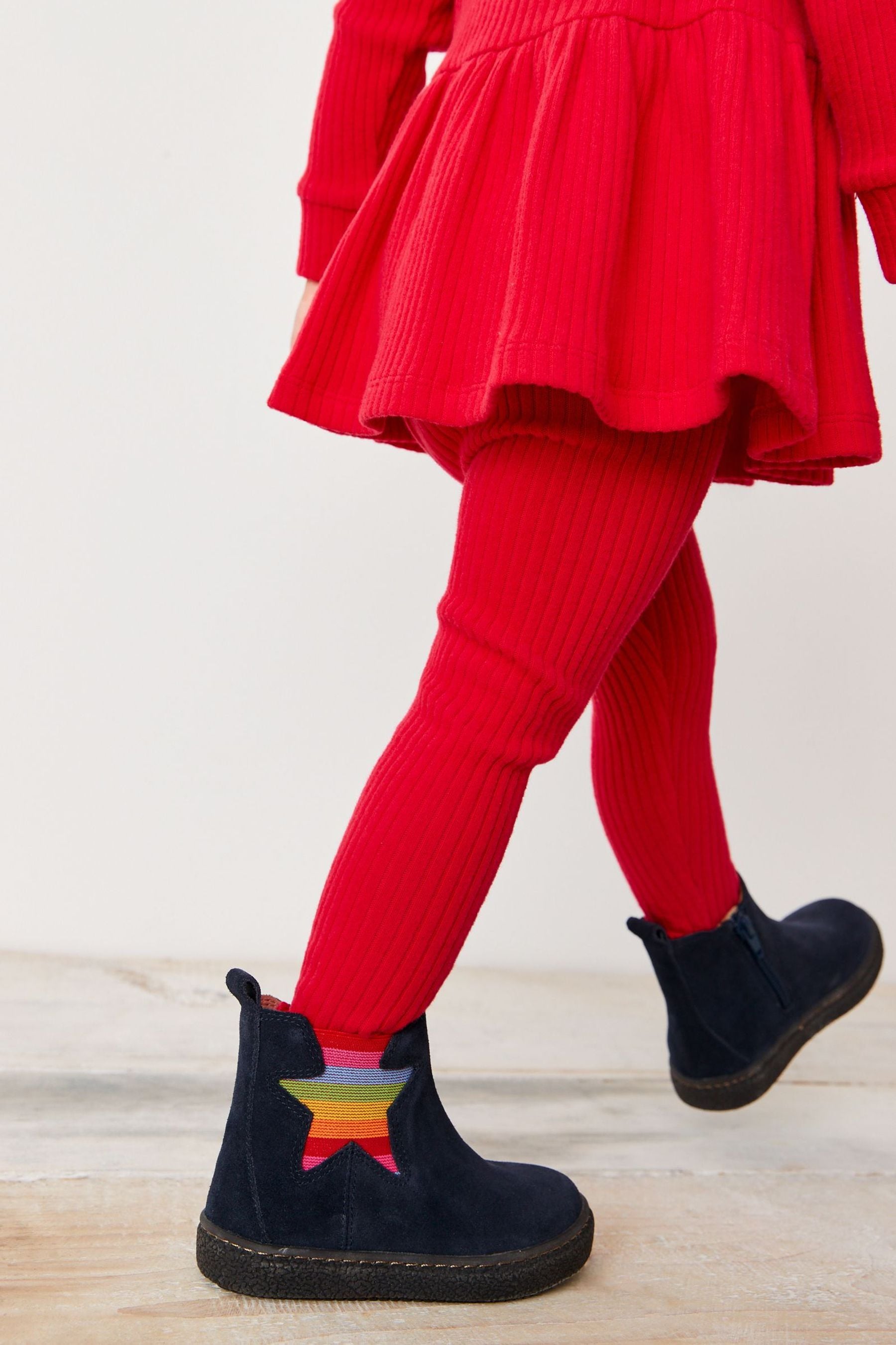 Navy Blue Rainbow Water Repellent Suede Warm Lined Chelsea Boots