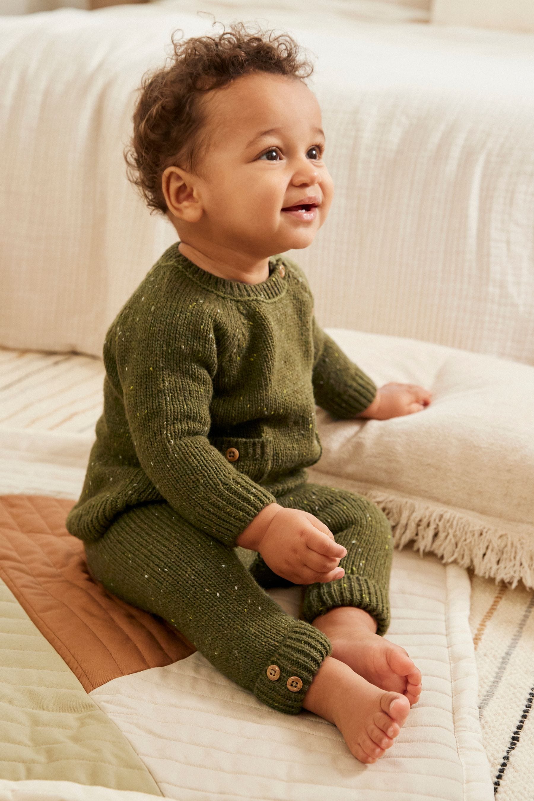 Rust Brown Cable Knit Baby Jumper, Bottoms And Tights Set (0mths-2yrs)