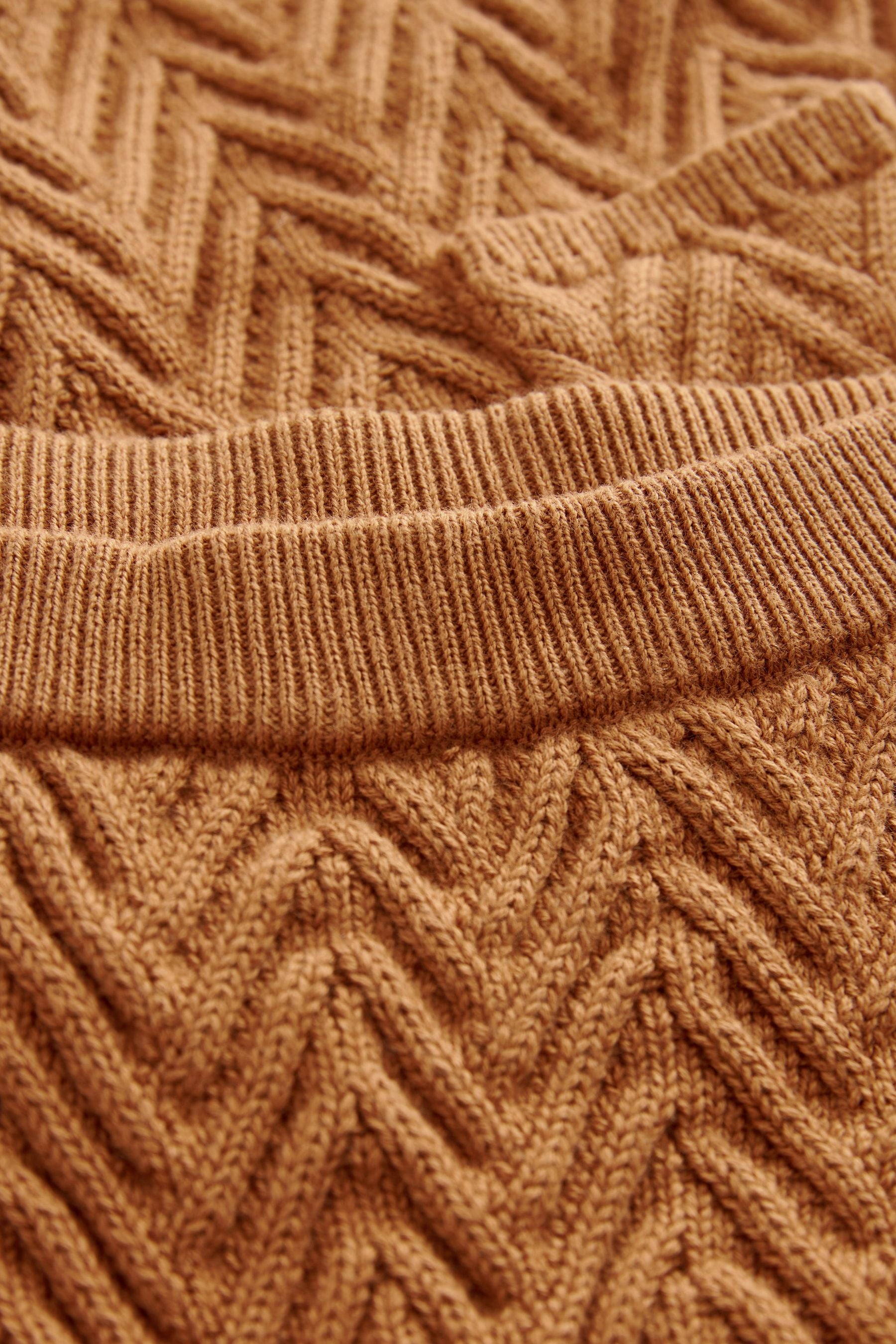 Rust Brown Cable Knit Baby Jumper, Bottoms And Tights Set (0mths-2yrs)