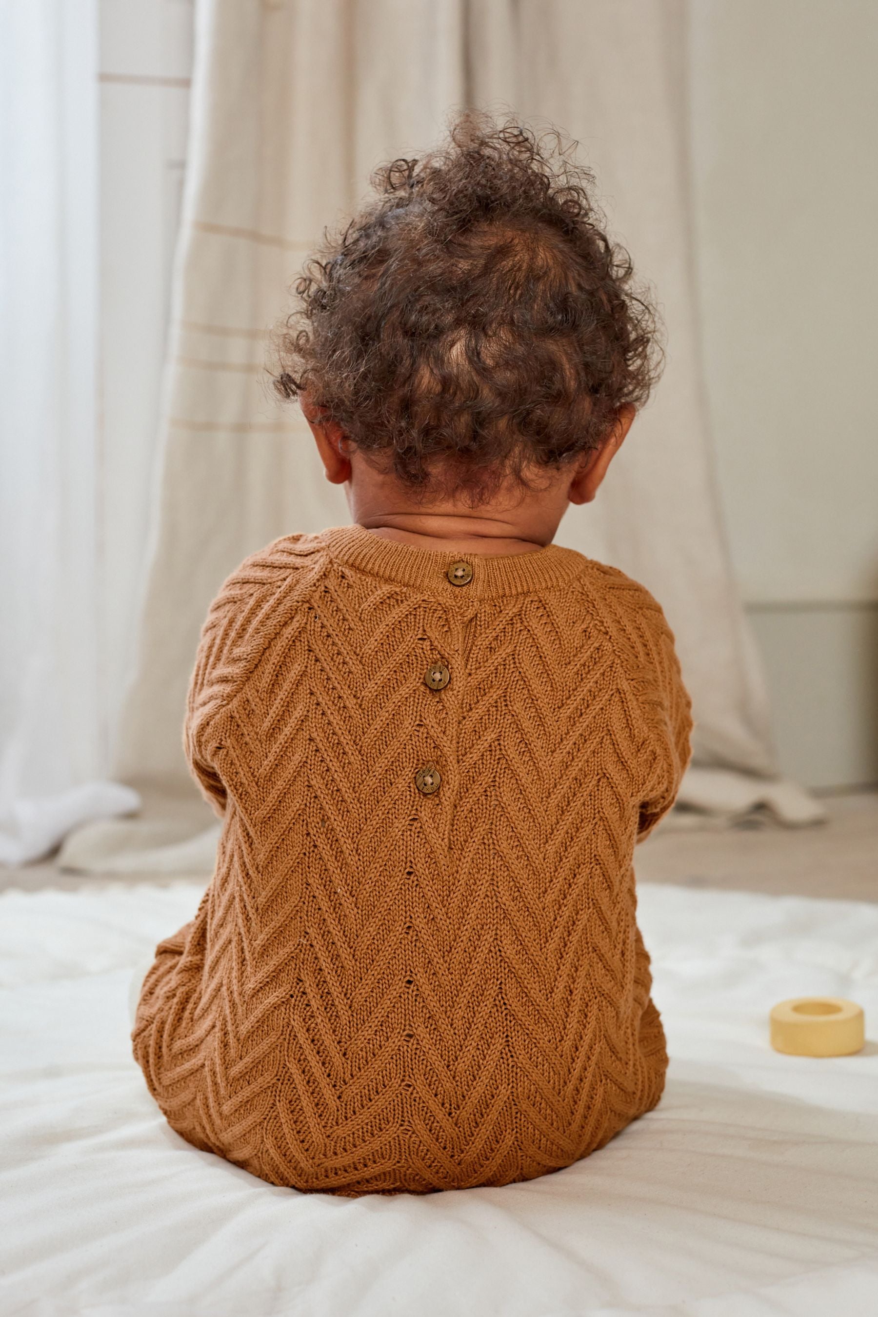 Rust Brown Cable Knit Baby Jumper, Bottoms And Tights Set (0mths-2yrs)