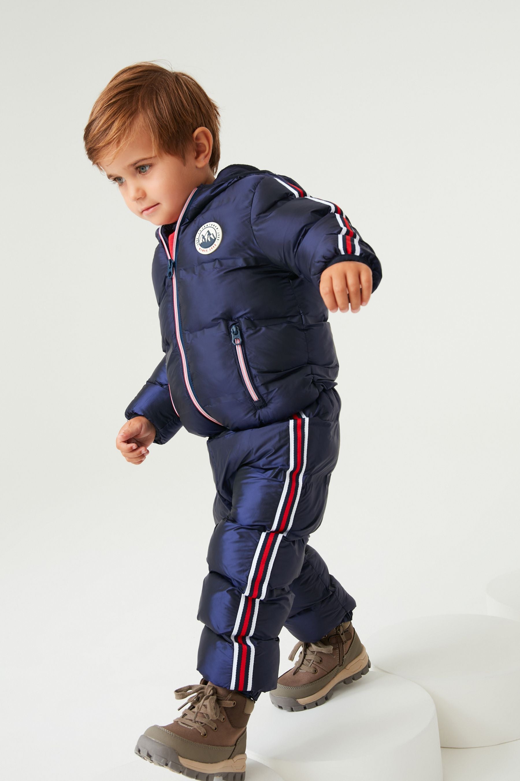 Navy Blue Shiny Padded Jacket And Trousers Set (3mths-7yrs)