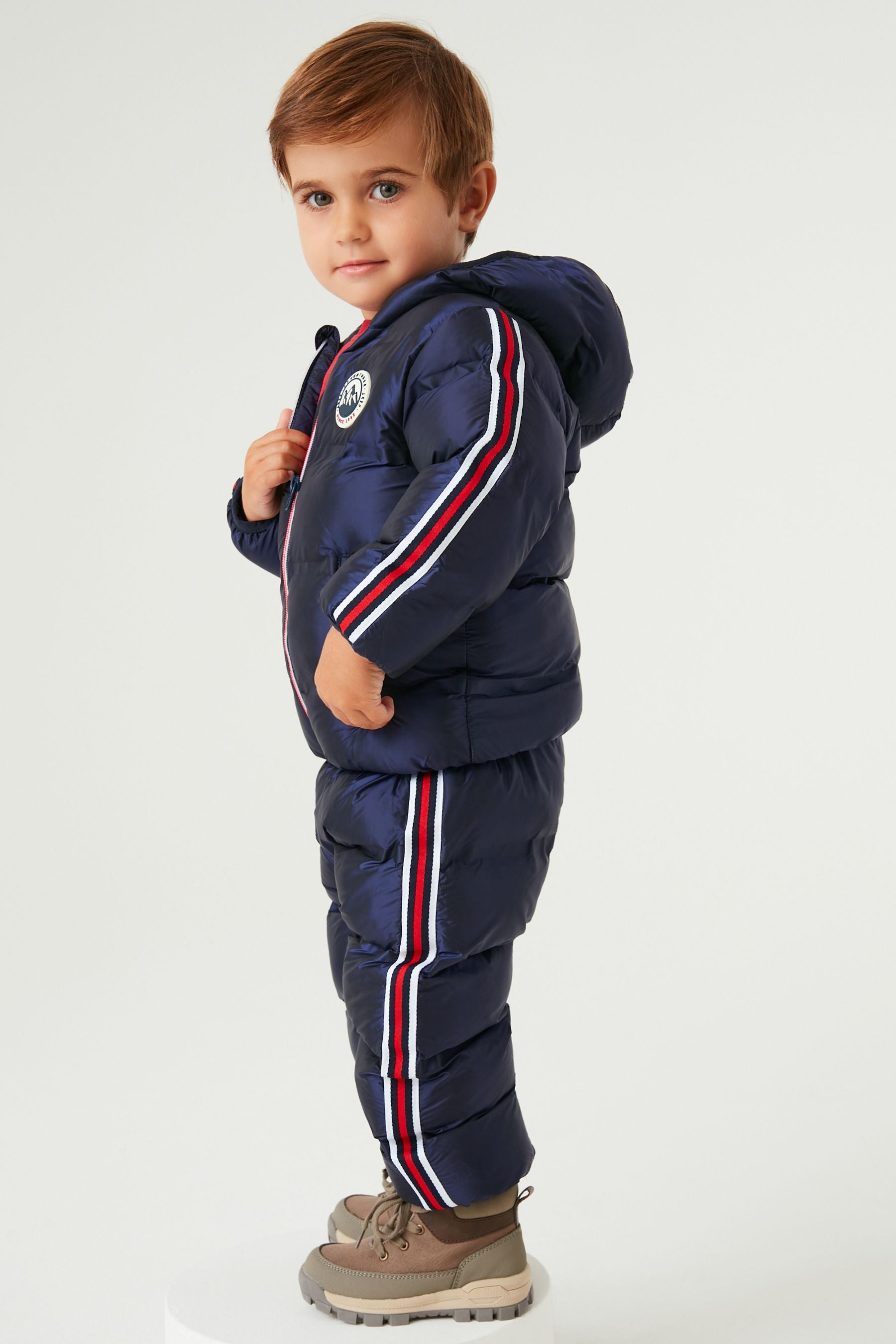 Navy Blue Shiny Padded Jacket And Trousers Set (3mths-7yrs)